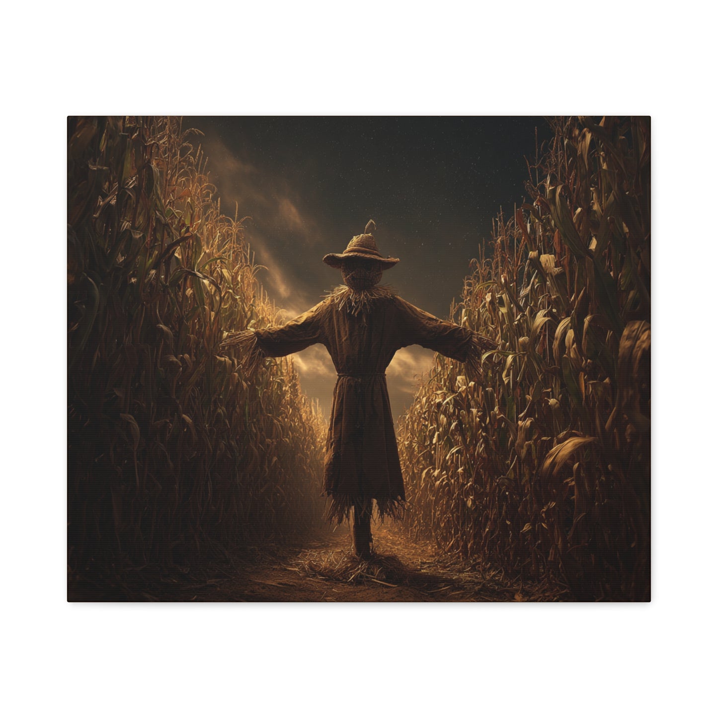 Canvas Print -  Scarecrow in Field - Wall Art Decor - Halloween