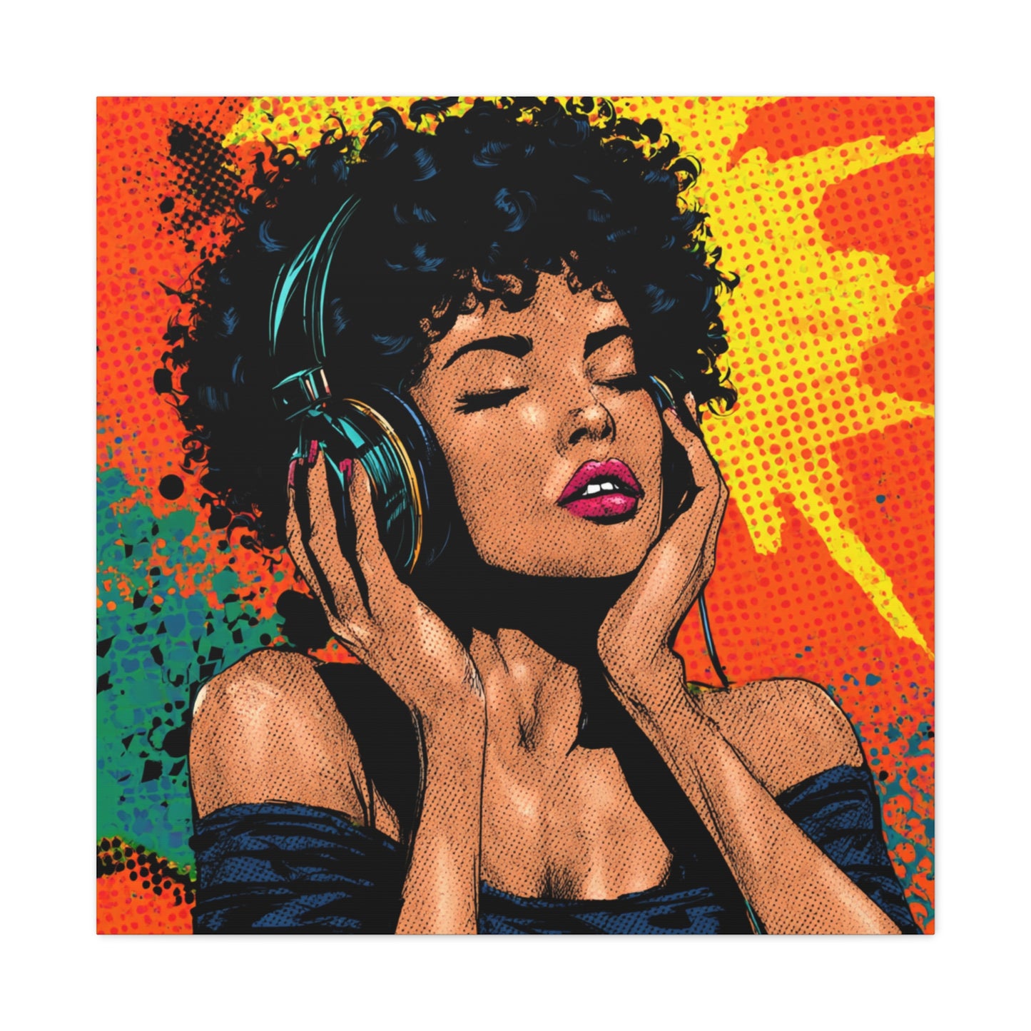 Vibrant Canvas Wall Art, Pop Art Painting, Music Lover