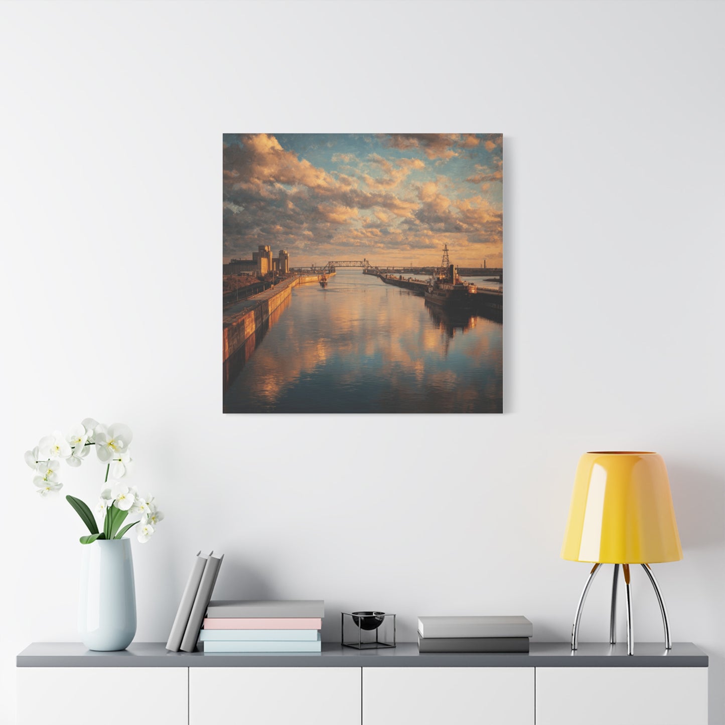 Stretched Canvas Wall Art, Serene River Reflection, Home Decor, Modern Aesthetic, Nature Photography, Gift Idea, Inspirational Decor