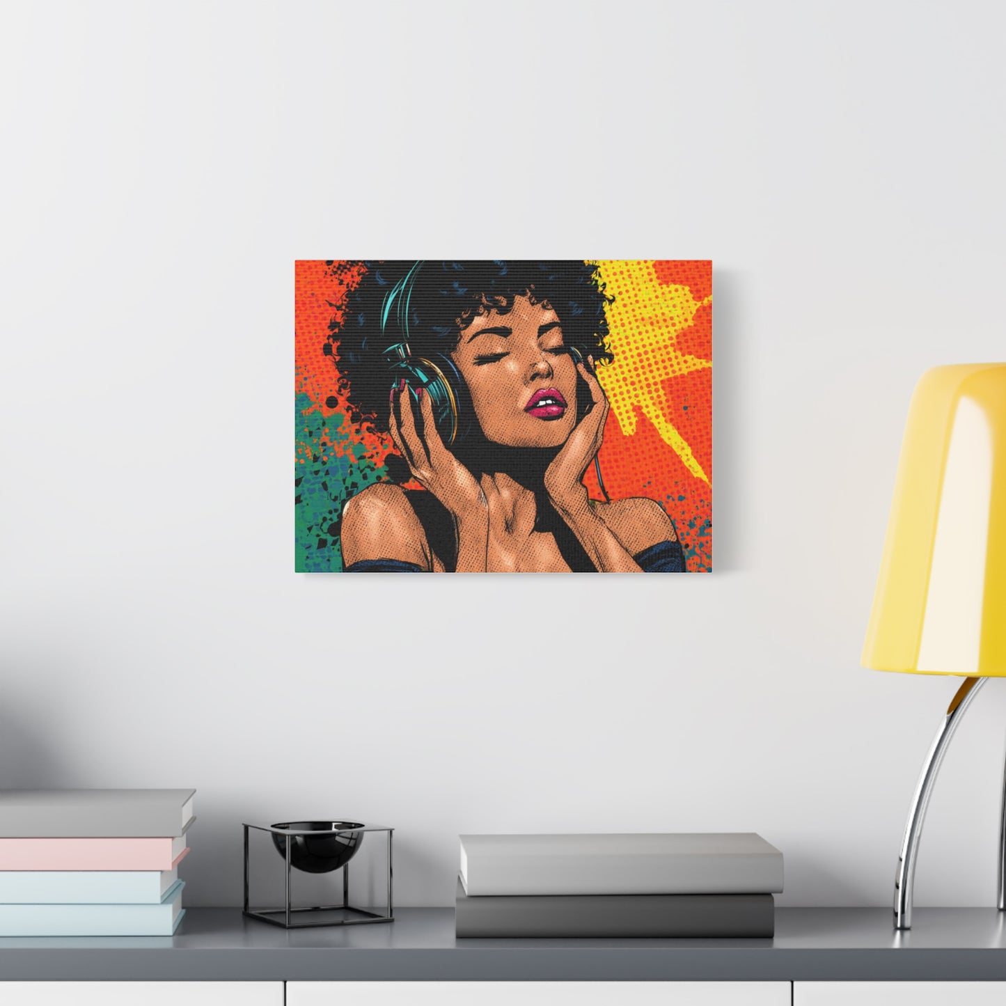 Vibrant Canvas Wall Art, Pop Art Painting, Music Lover