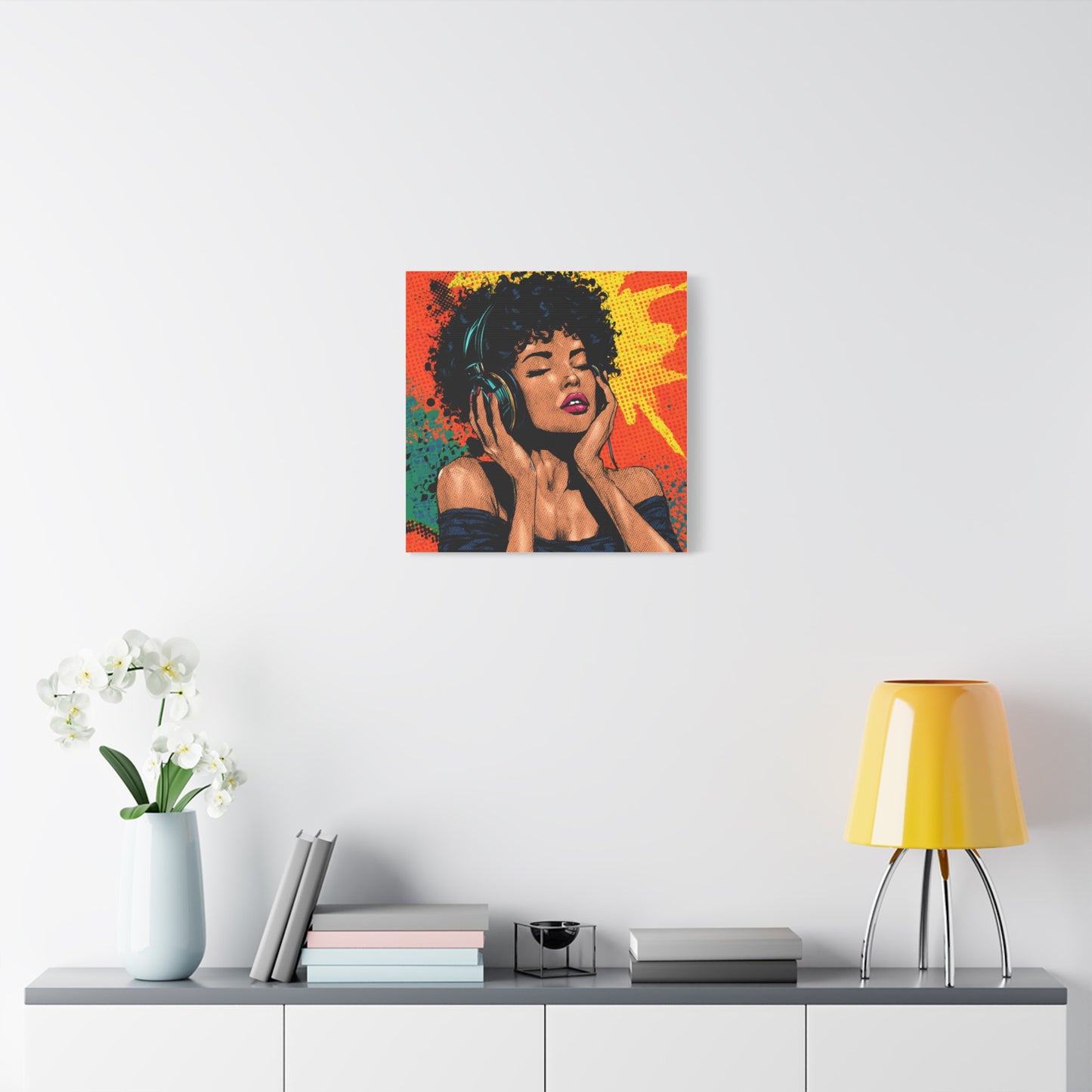 Vibrant Canvas Wall Art, Pop Art Painting, Music Lover