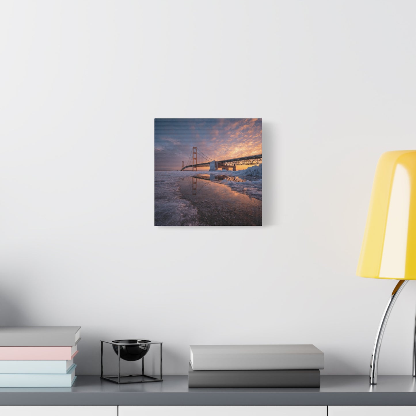 Framed Canvas Wall Art, Stunning Michigan Bridge, Home Decor, Gift for Art Lovers, Modern Aesthetic, Nature Photography