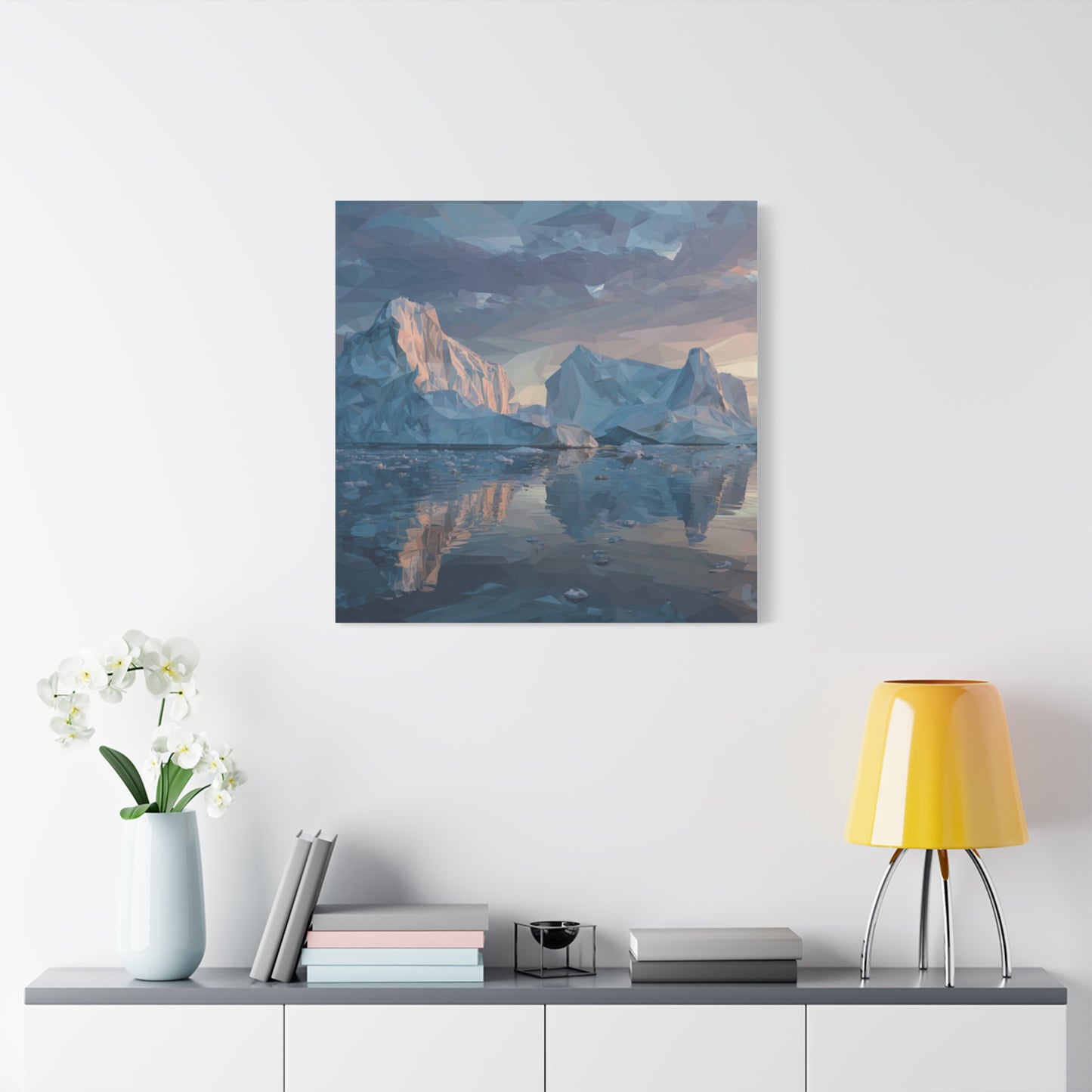 Stretched Canvas Art Print, Geometric Landscape Wall Decor, Minimalist Home Accent, Nature-Inspired Artwork, Unique Gift Idea