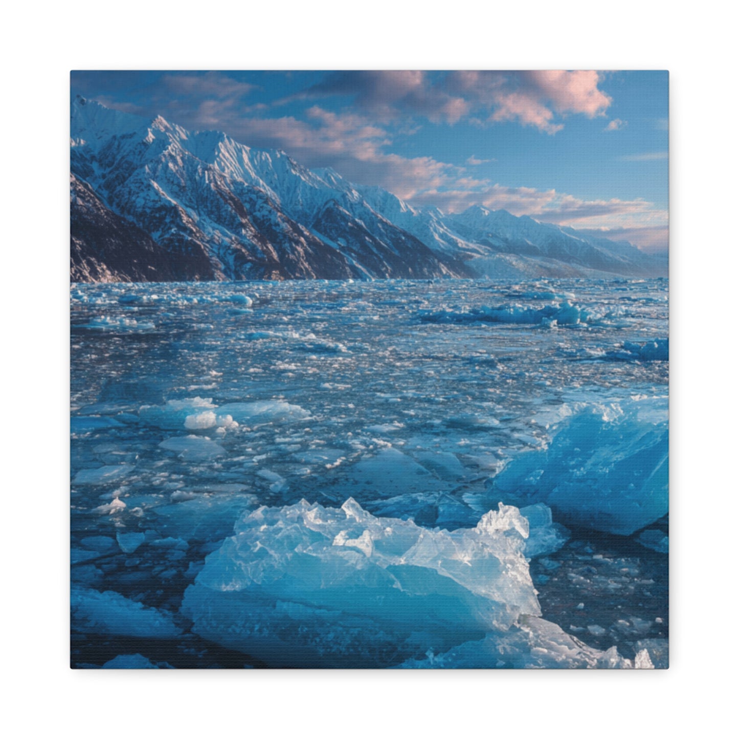 Serene Blue Glacier Canvas Wall Art, Landscape Decor, Home Serenity, Nature Prints for Living Room, Office, Gift Ideas