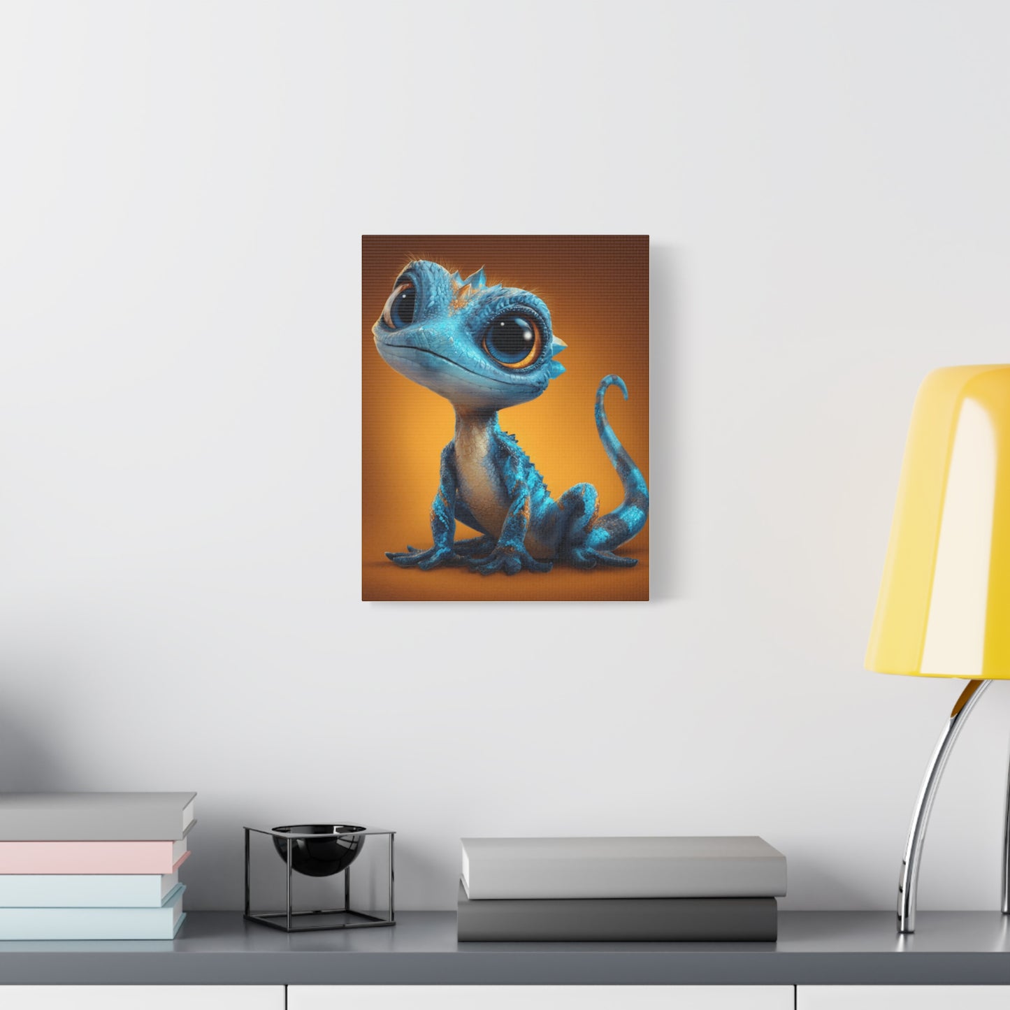 Whimsical Lizard Canvas Art, Cute Animal Decor, Vibrant Wall Art, Children's Room Decoration, Playful Creature Artwork