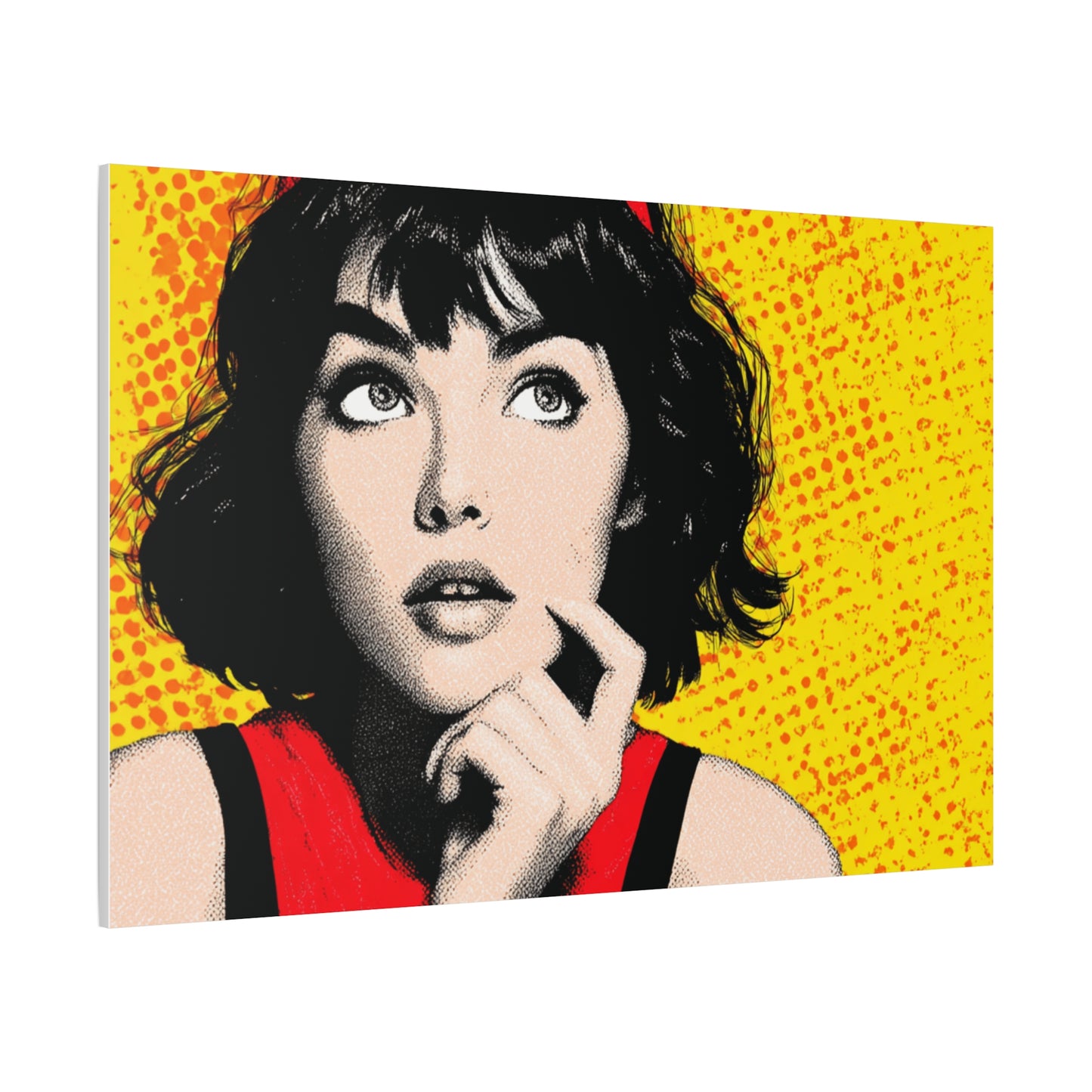Canvas Print - Pop Art Woman with Black Hair and Red Accents