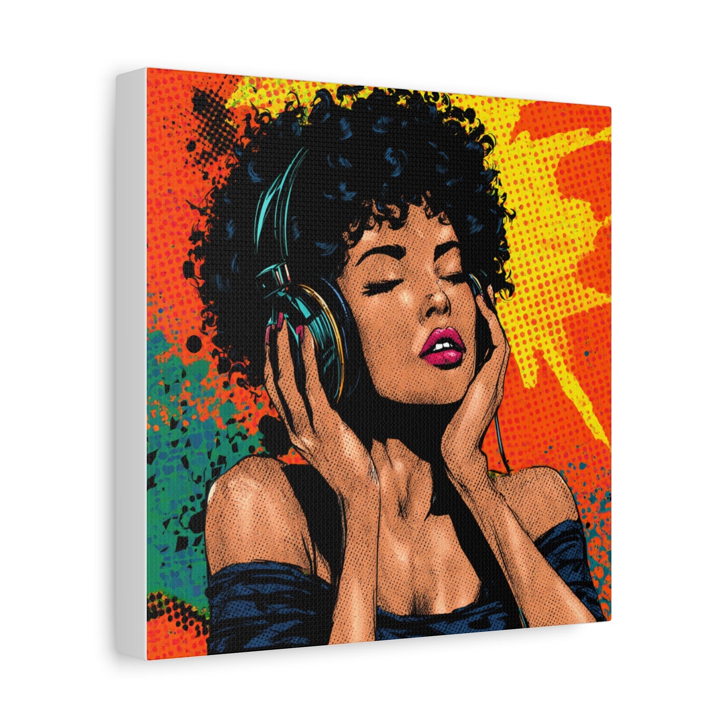 Vibrant Canvas Wall Art, Pop Art Painting, Music Lover