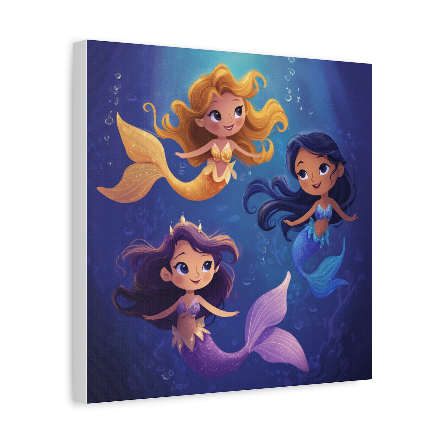 Mermaid Kids' Canvas Print, Whimsical Wall Art for Girls' Rooms, Cute Nursery Decor, Mermaid Theme Bedroom, Magical Birthday Gift