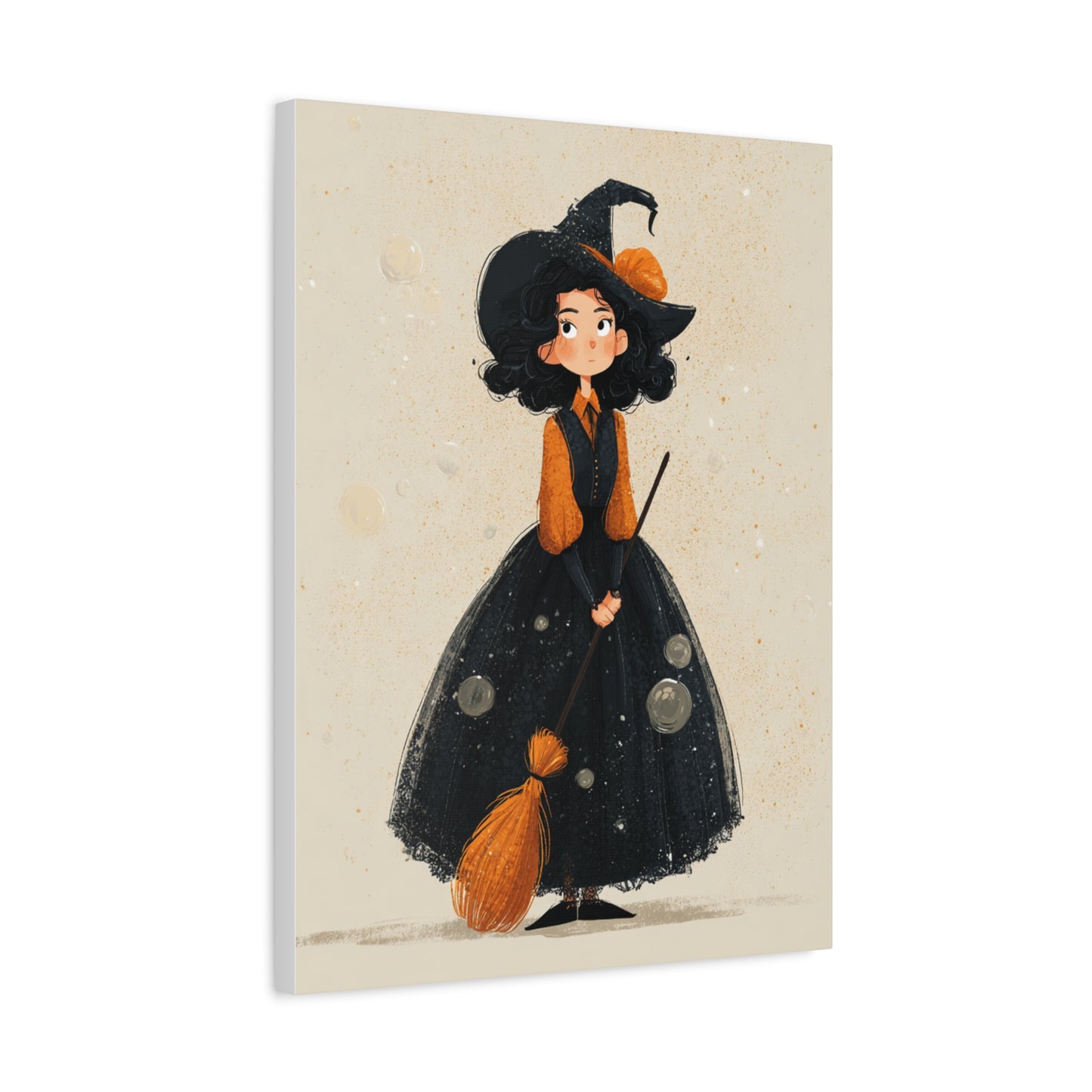Whimsical Halloween Canvas Art, Decor for Fall, Spooky Season Home Decor, Witch Artwork, Gift for Witch Lovers, Cute Black Hat Art