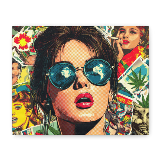 Canvas Art Print: Pop Art Woman 420 Colorful Vivid