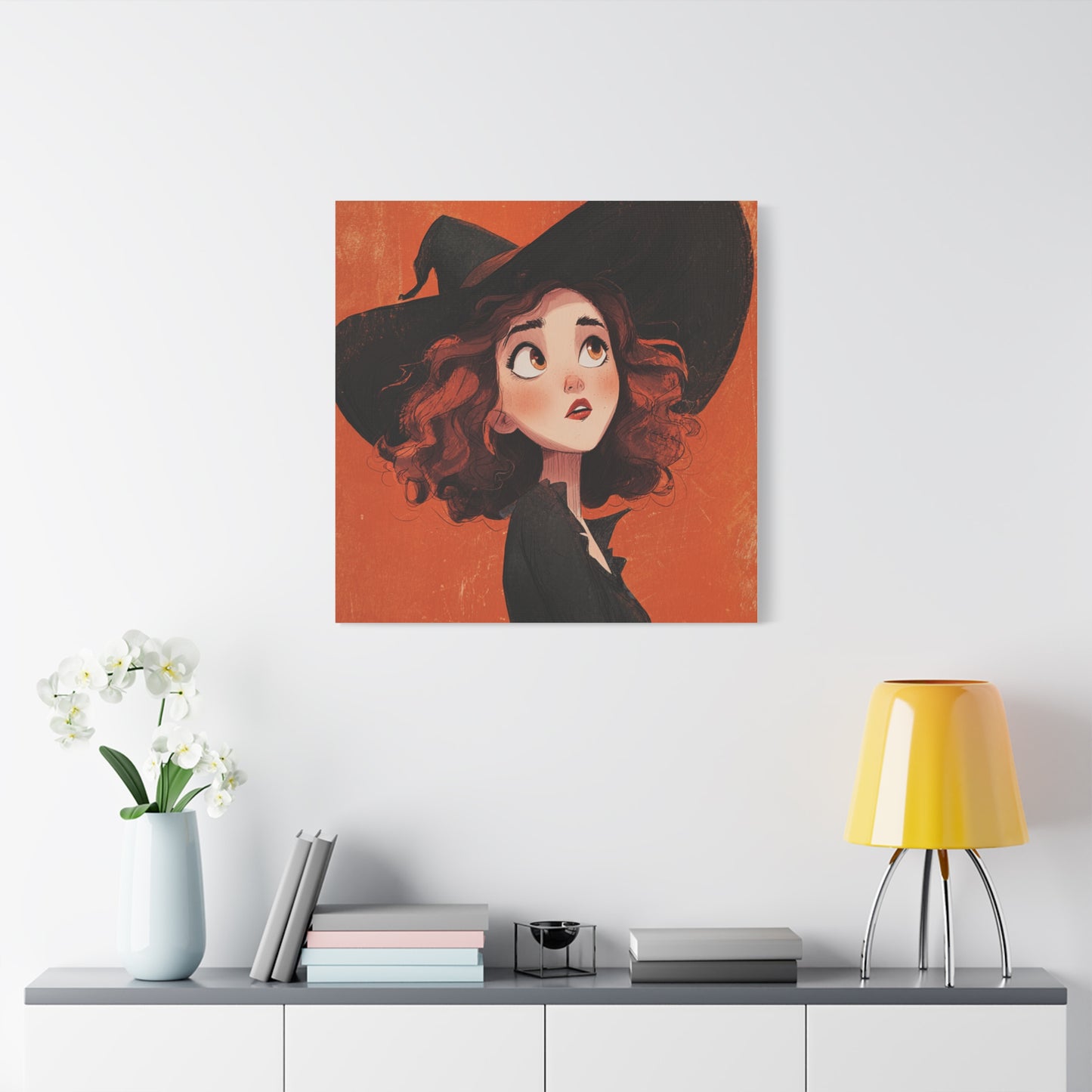 Whimsical Witch Canvas Print, Halloween Decor, Art for Home, Gift for Witches, Fall Wall Art, Magic Lover's Gift