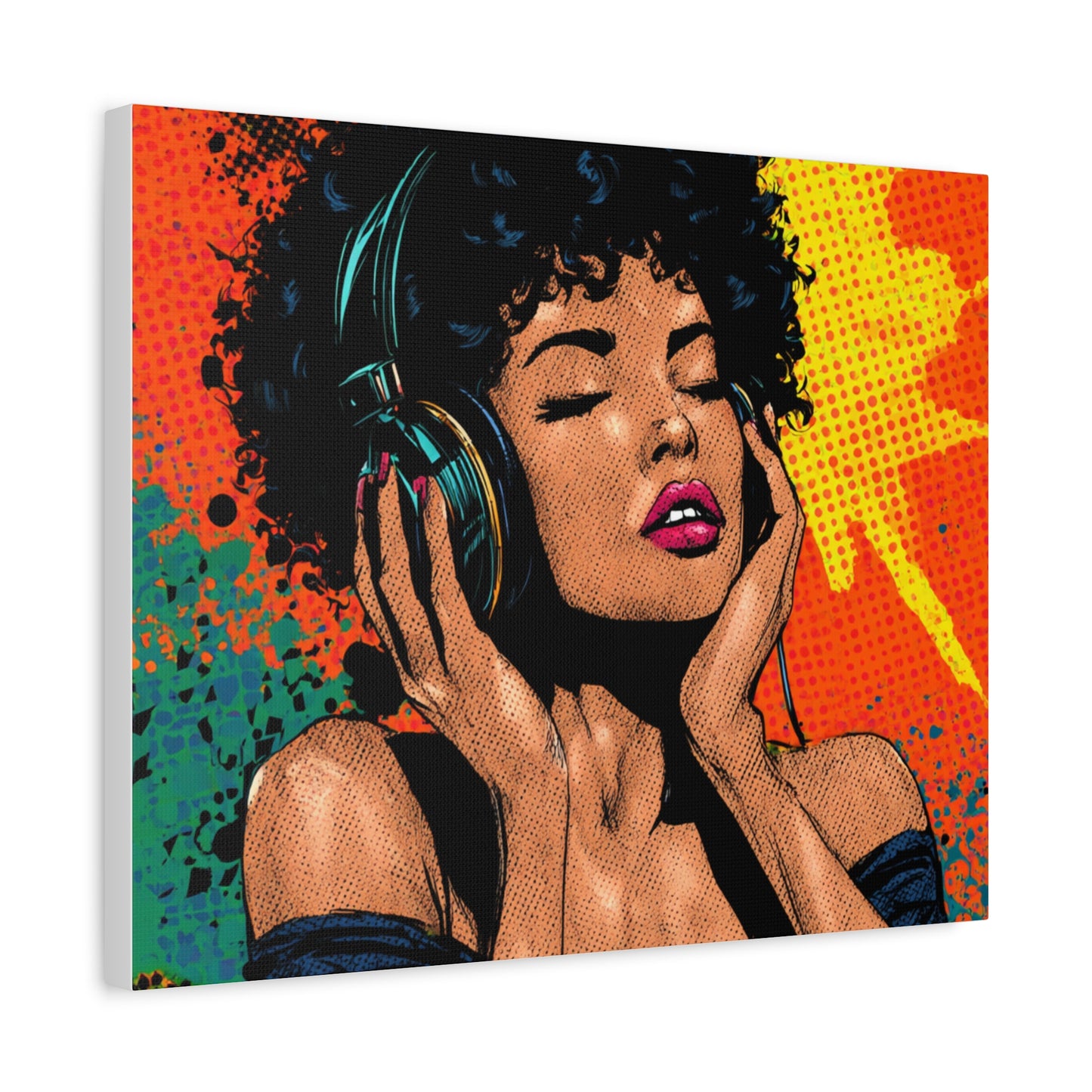 Vibrant Canvas Wall Art, Pop Art Painting, Music Lover