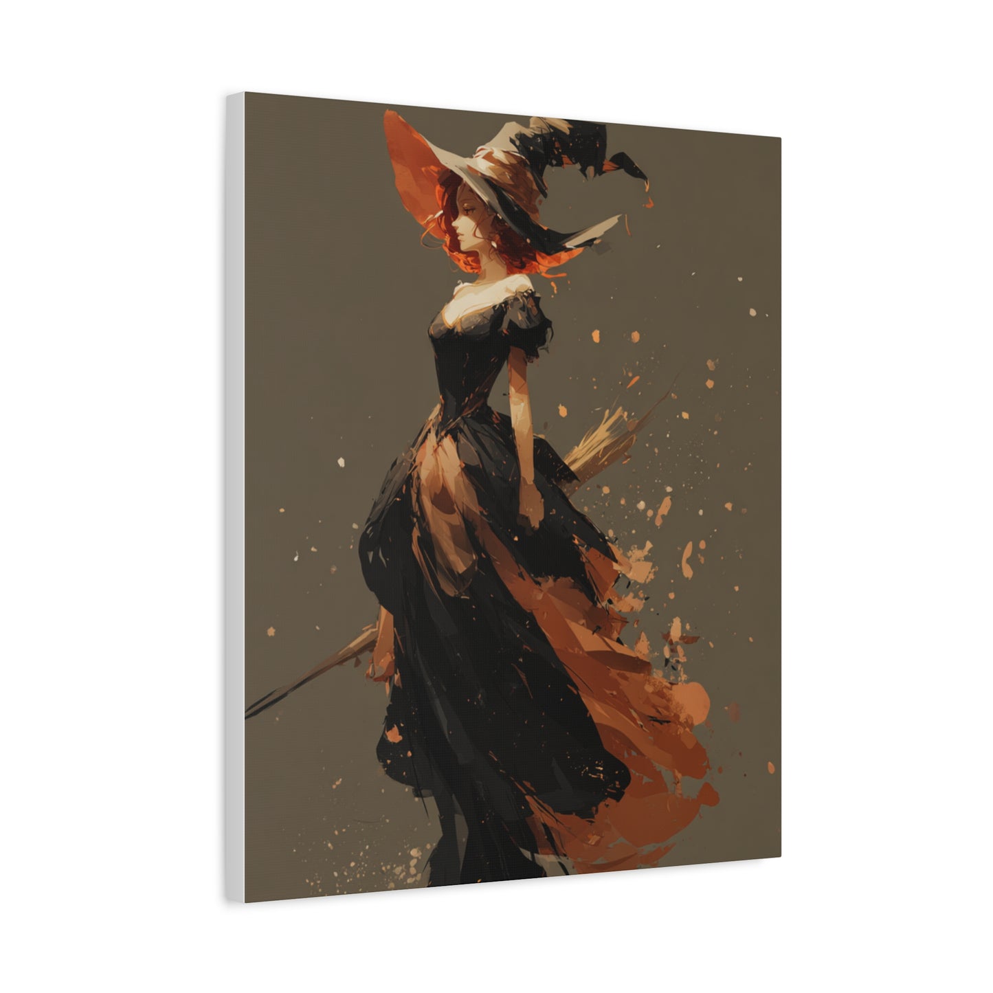Witch Art Canvas Wall Decor, Magical Witch Painting, Halloween Home Decor, Modern Art Print, Witchcraft Wall Art
