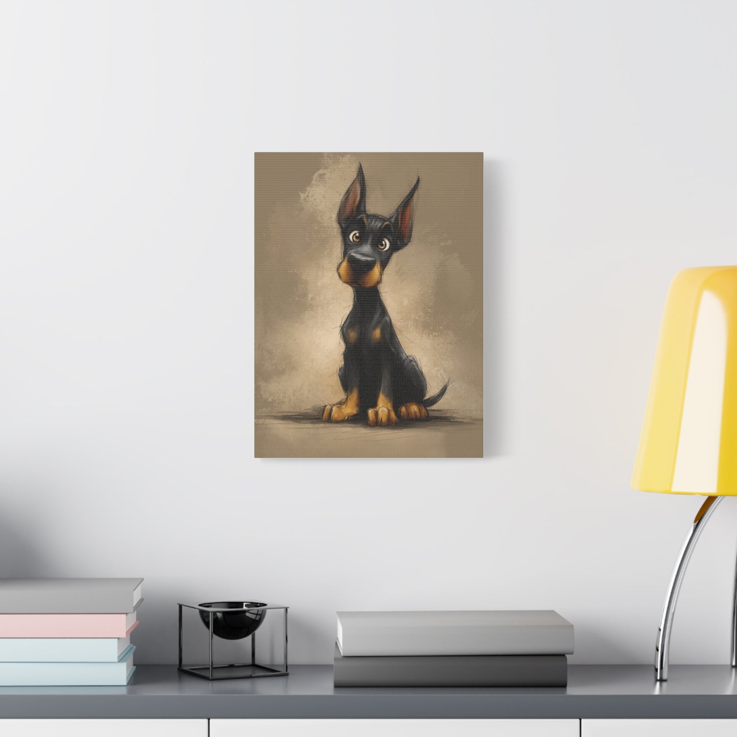 Cute Dog Art Canvas Print, Stretched Dog Wall Decor, Pet Lover Gift, Home Decor for Dog Owners, Animal Portrait, Dog Mom Gift