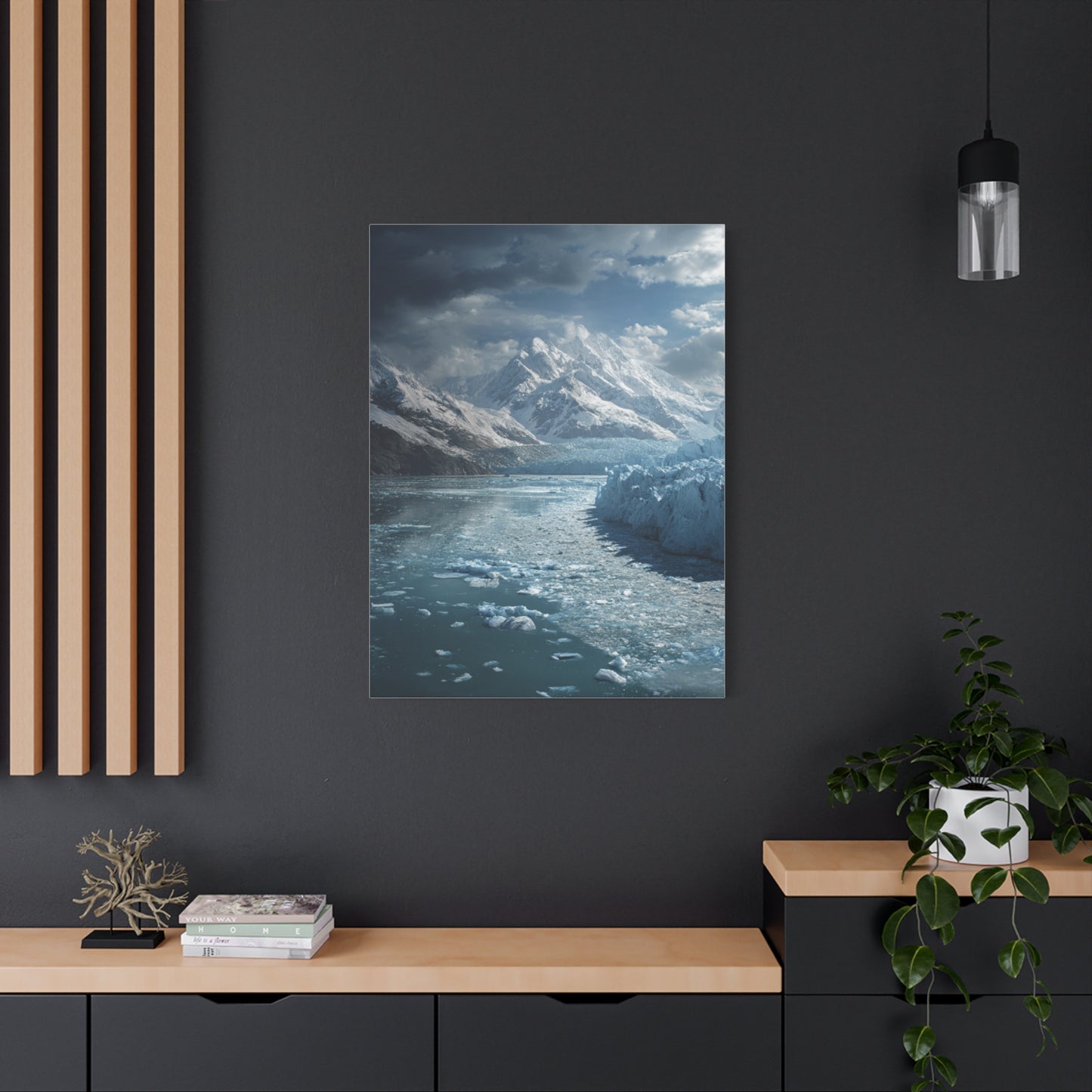 Stretched Canvas Art Print - Serene Glacier Landscape, Wall Decor, Nature Artwork, Gift for Nature Lovers, Home Décor, Winter Scene