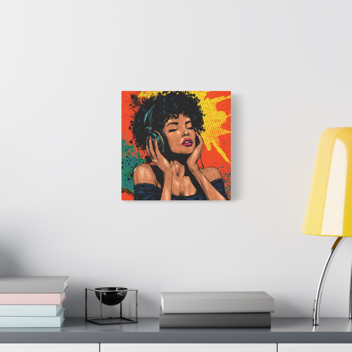 Vibrant Canvas Wall Art, Pop Art Painting, Music Lover