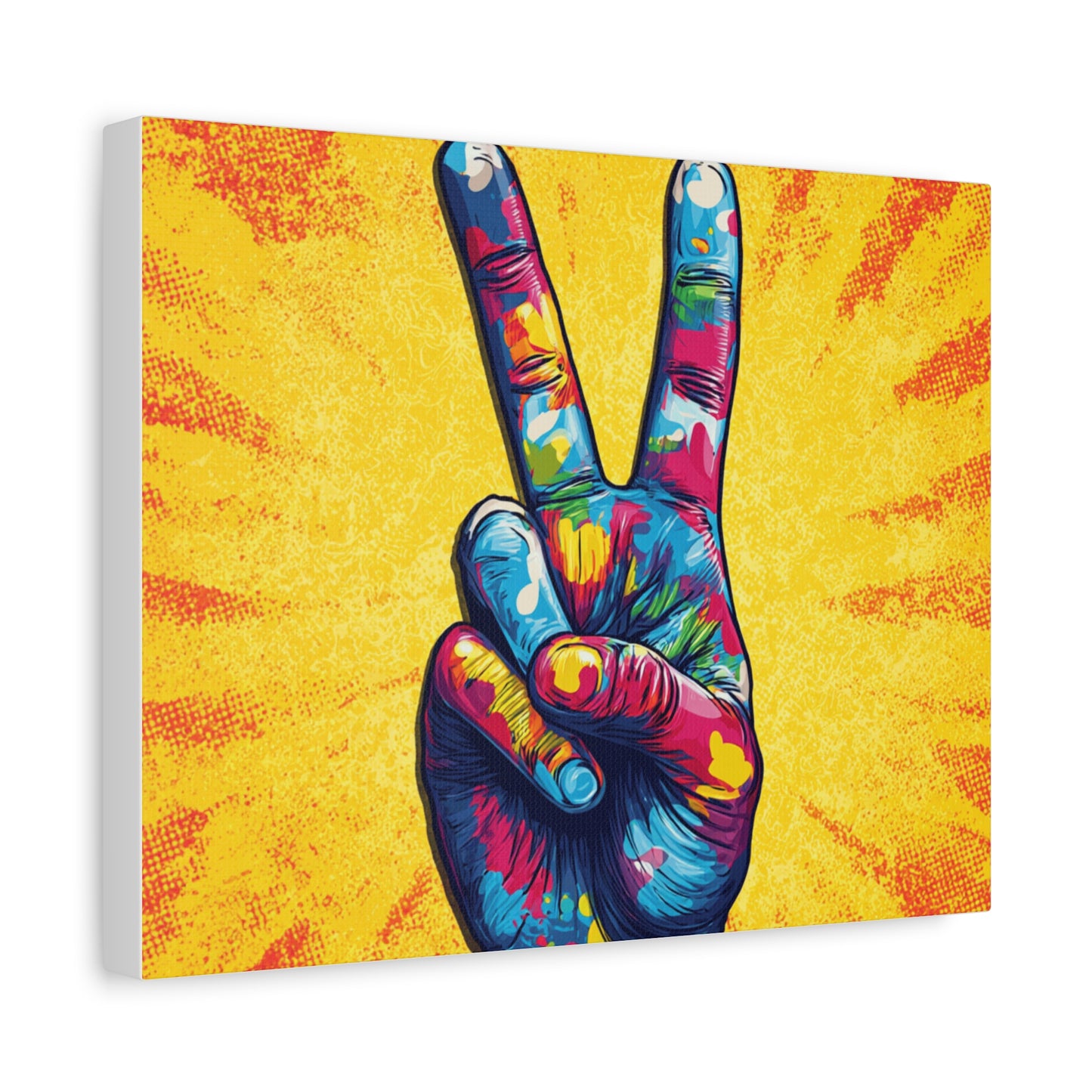 Canvas Print - Hand Peace Sign Pop Art Style