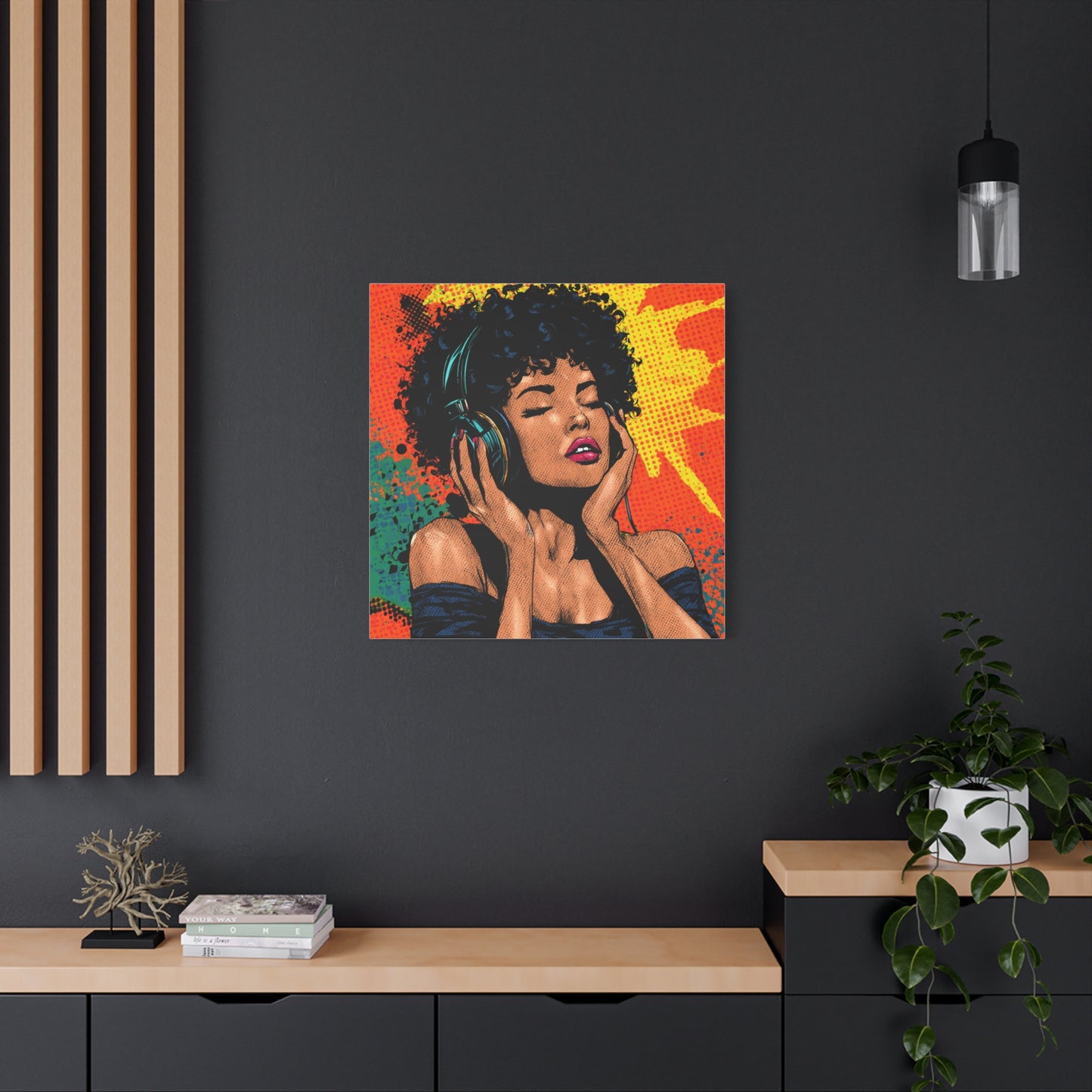 Vibrant Canvas Wall Art, Pop Art Painting, Music Lover