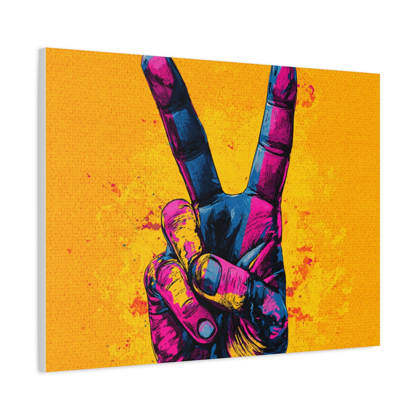 Canvas Print - Hand in Peace Sign, Colorful Pop Art