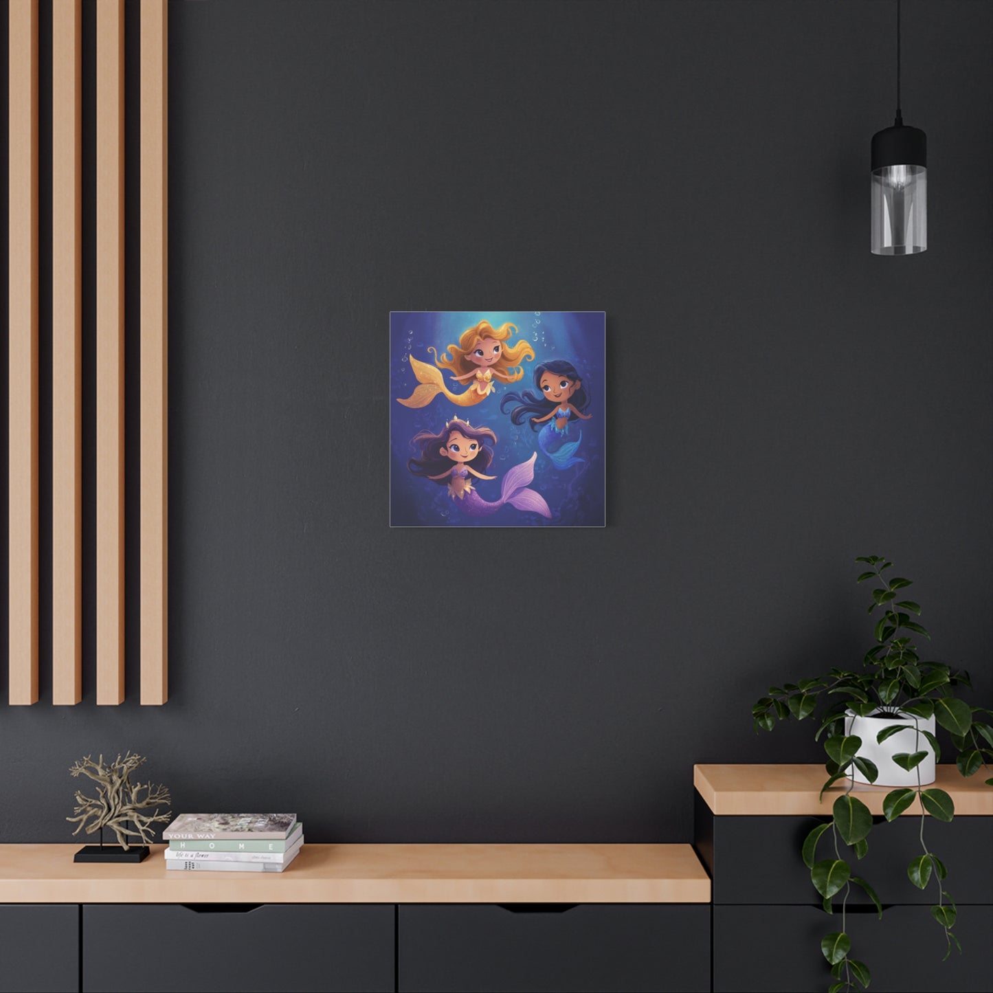 Mermaid Kids' Canvas Print, Whimsical Wall Art for Girls' Rooms, Cute Nursery Decor, Mermaid Theme Bedroom, Magical Birthday Gift