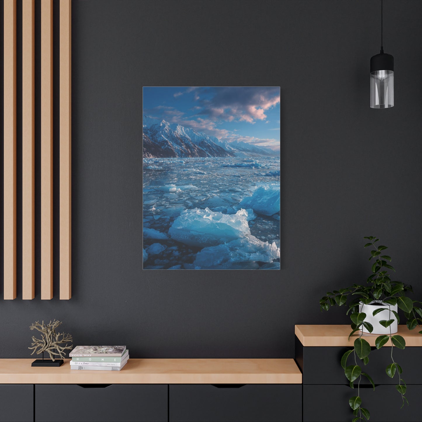 Serene Blue Glacier Canvas Wall Art, Landscape Decor, Home Serenity, Nature Prints for Living Room, Office, Gift Ideas