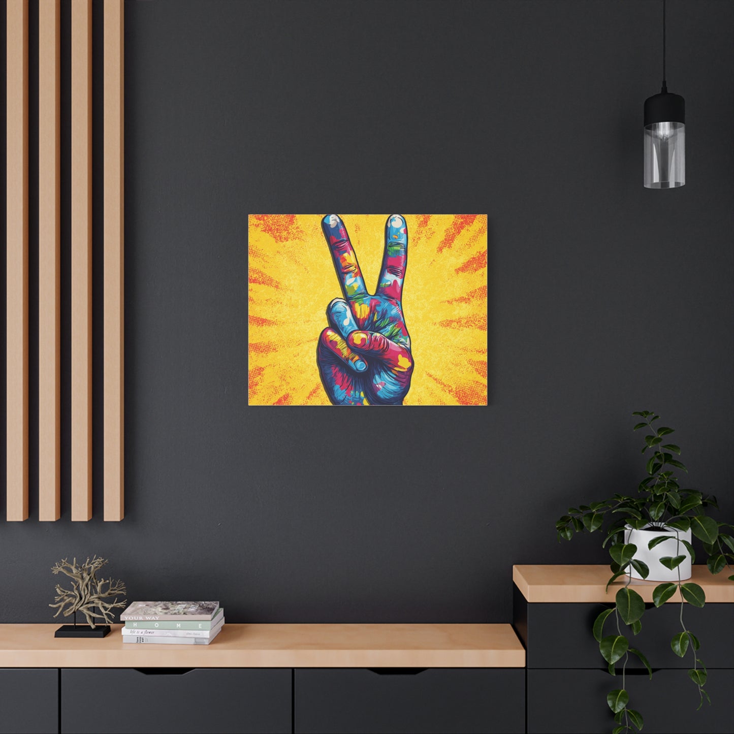 Canvas Print - Hand Peace Sign Pop Art Style