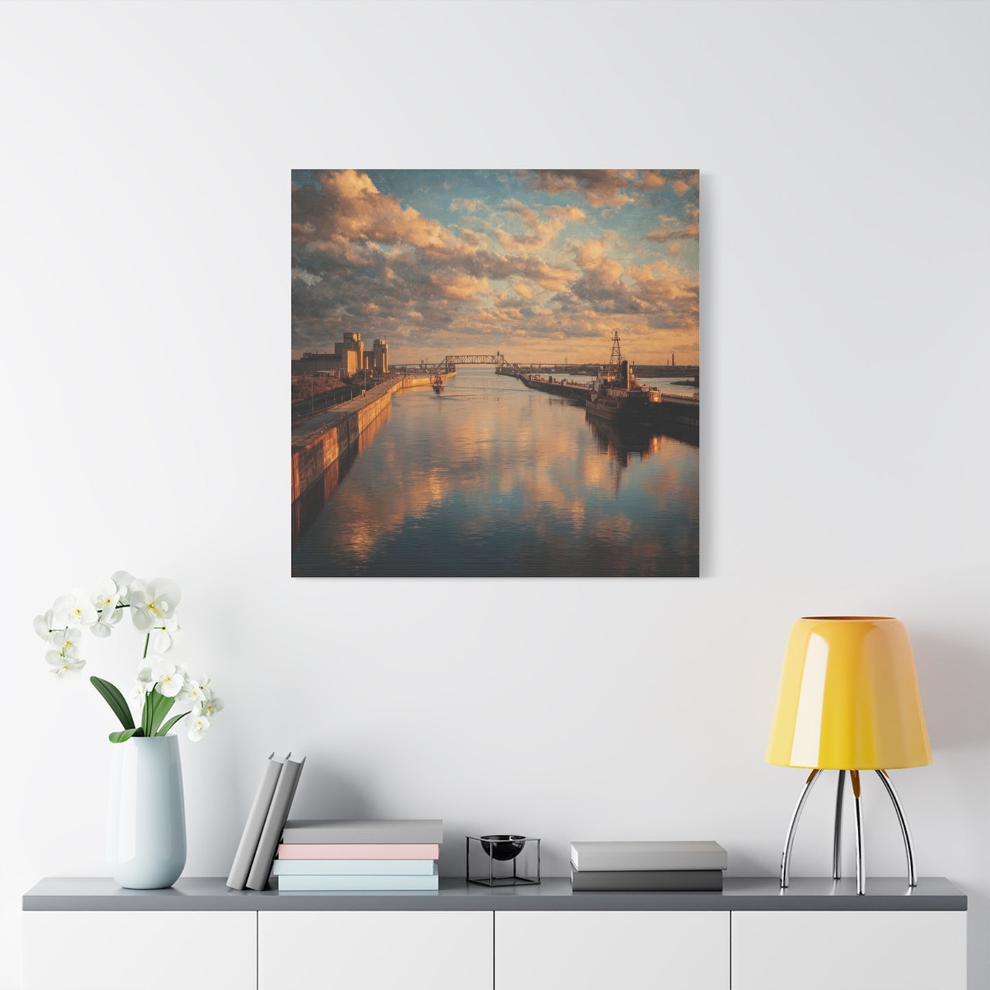 Stretched Canvas Wall Art, Serene River Reflection, Home Decor, Modern Aesthetic, Nature Photography, Gift Idea, Inspirational Decor