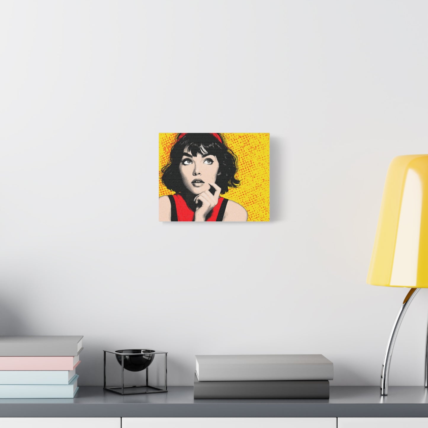 Canvas Print - Pop Art Woman with Black Hair and Red Accents