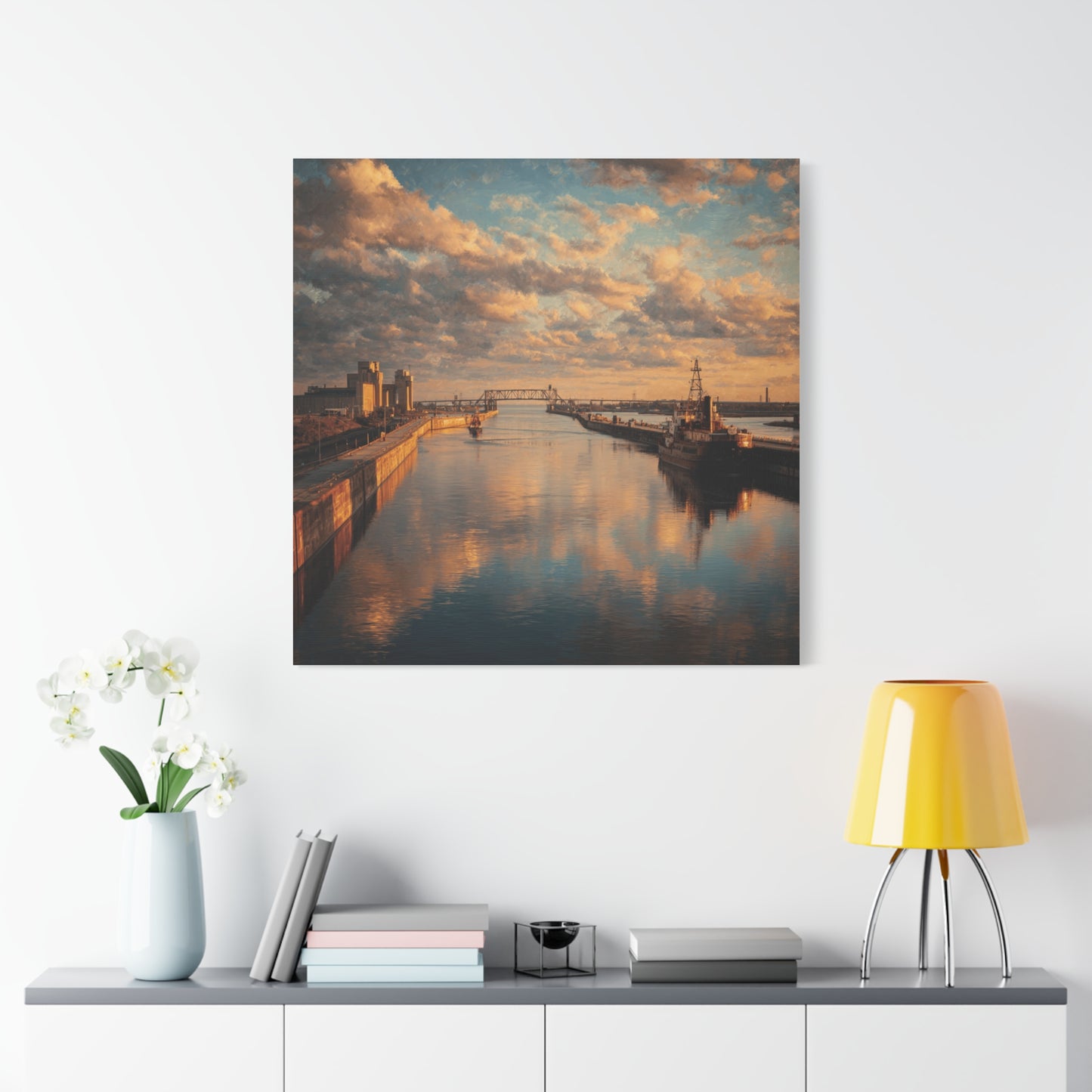 Stretched Canvas Wall Art, Serene River Reflection, Home Decor, Modern Aesthetic, Nature Photography, Gift Idea, Inspirational Decor