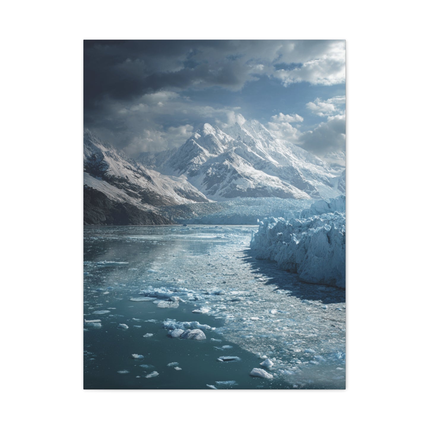 Stretched Canvas Art Print - Serene Glacier Landscape, Wall Decor, Nature Artwork, Gift for Nature Lovers, Home Décor, Winter Scene