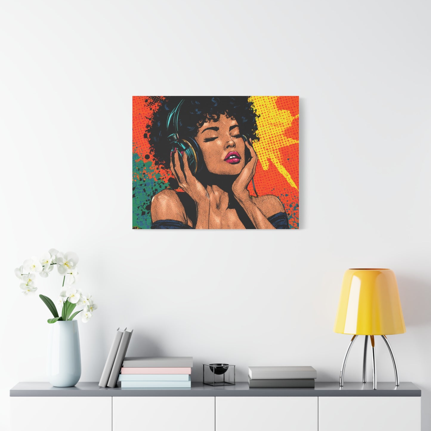 Vibrant Canvas Wall Art, Pop Art Painting, Music Lover