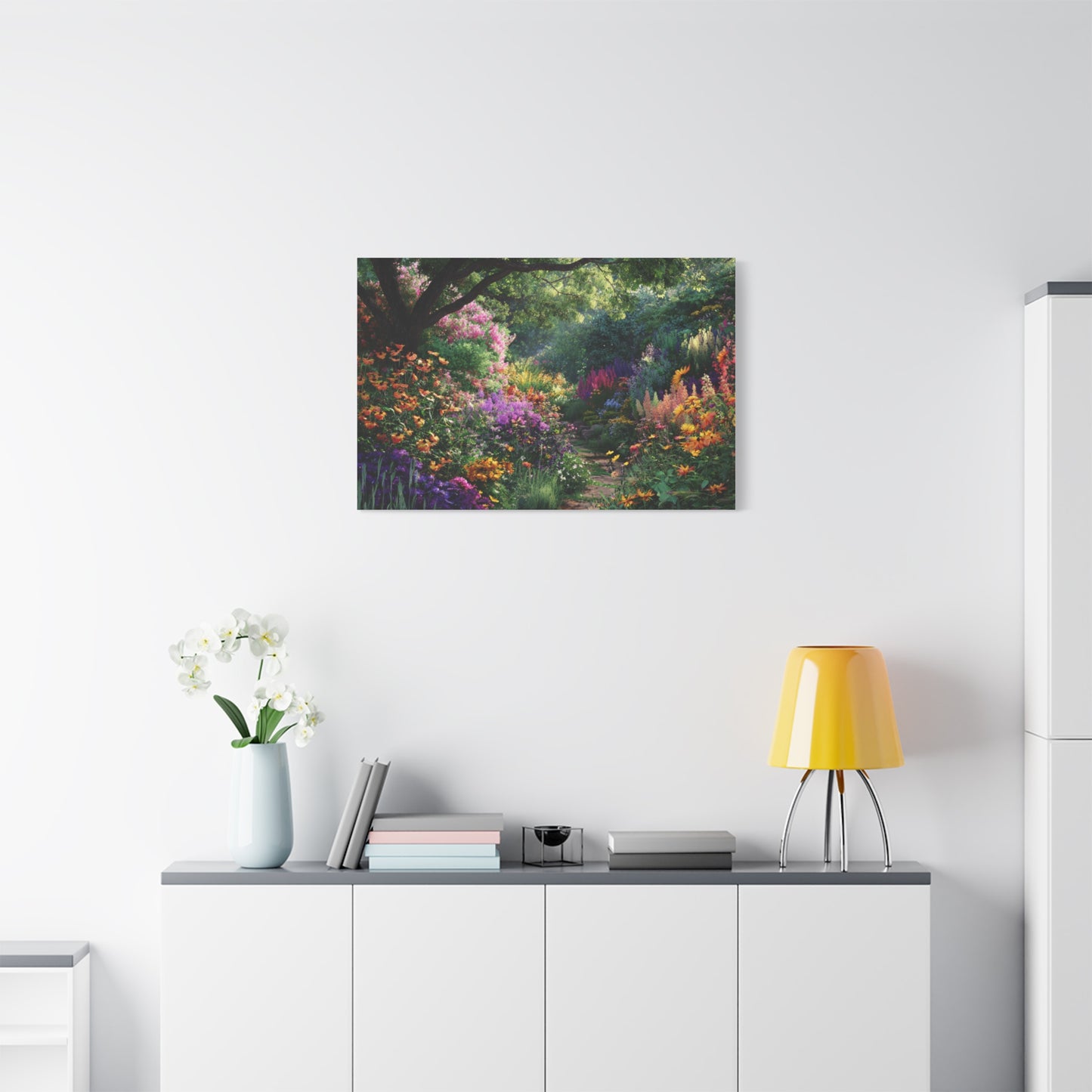 Vibrant Garden Canvas Art, Nature Wall Decor, Floral Home Accent, Landscape Print, Botanical Artwork for Any Room