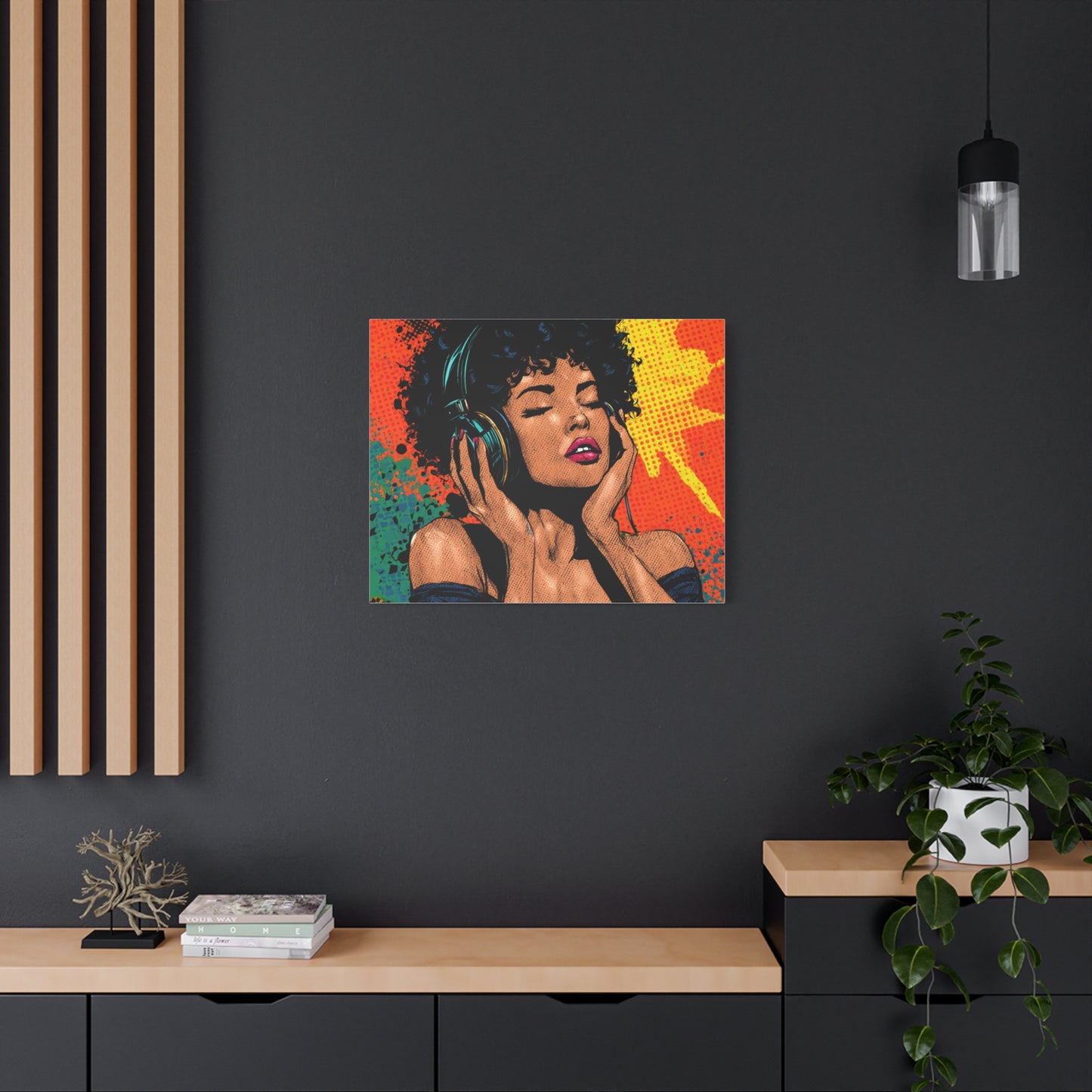 Vibrant Canvas Wall Art, Pop Art Painting, Music Lover