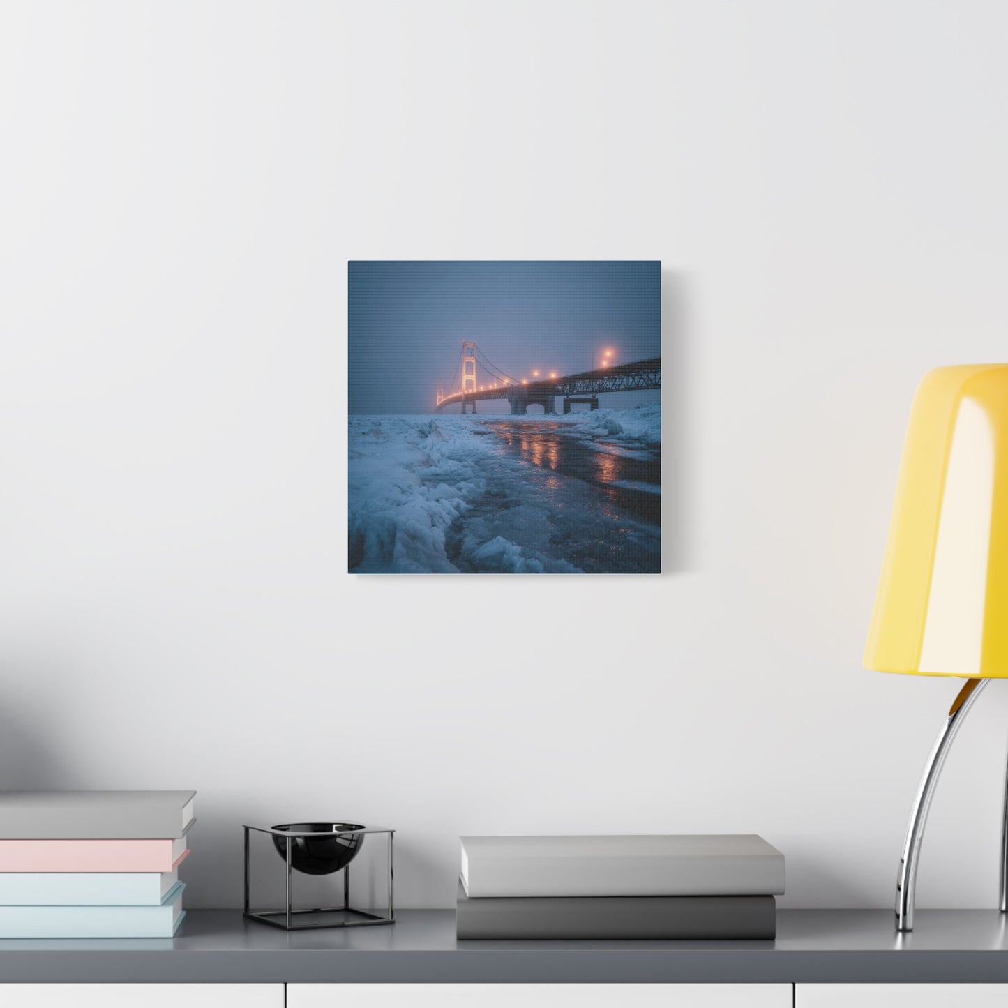 Winter Bridge Canvas Print, Decorative Wall Art, Home Decor, Framed Landscape, Gift for Nature Lovers, Contemporary Art