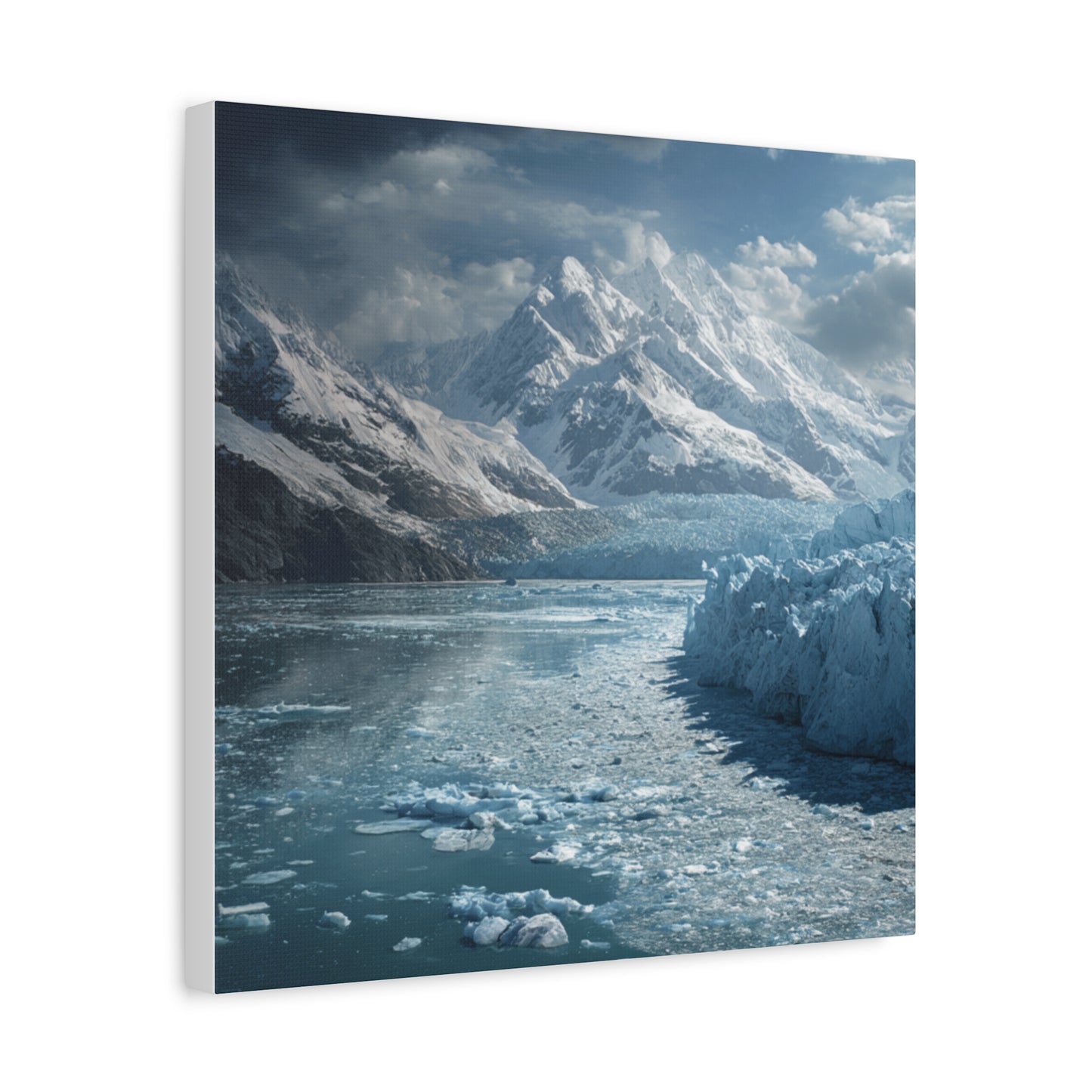 Stretched Canvas Art Print - Serene Glacier Landscape, Wall Decor, Nature Artwork, Gift for Nature Lovers, Home Décor, Winter Scene