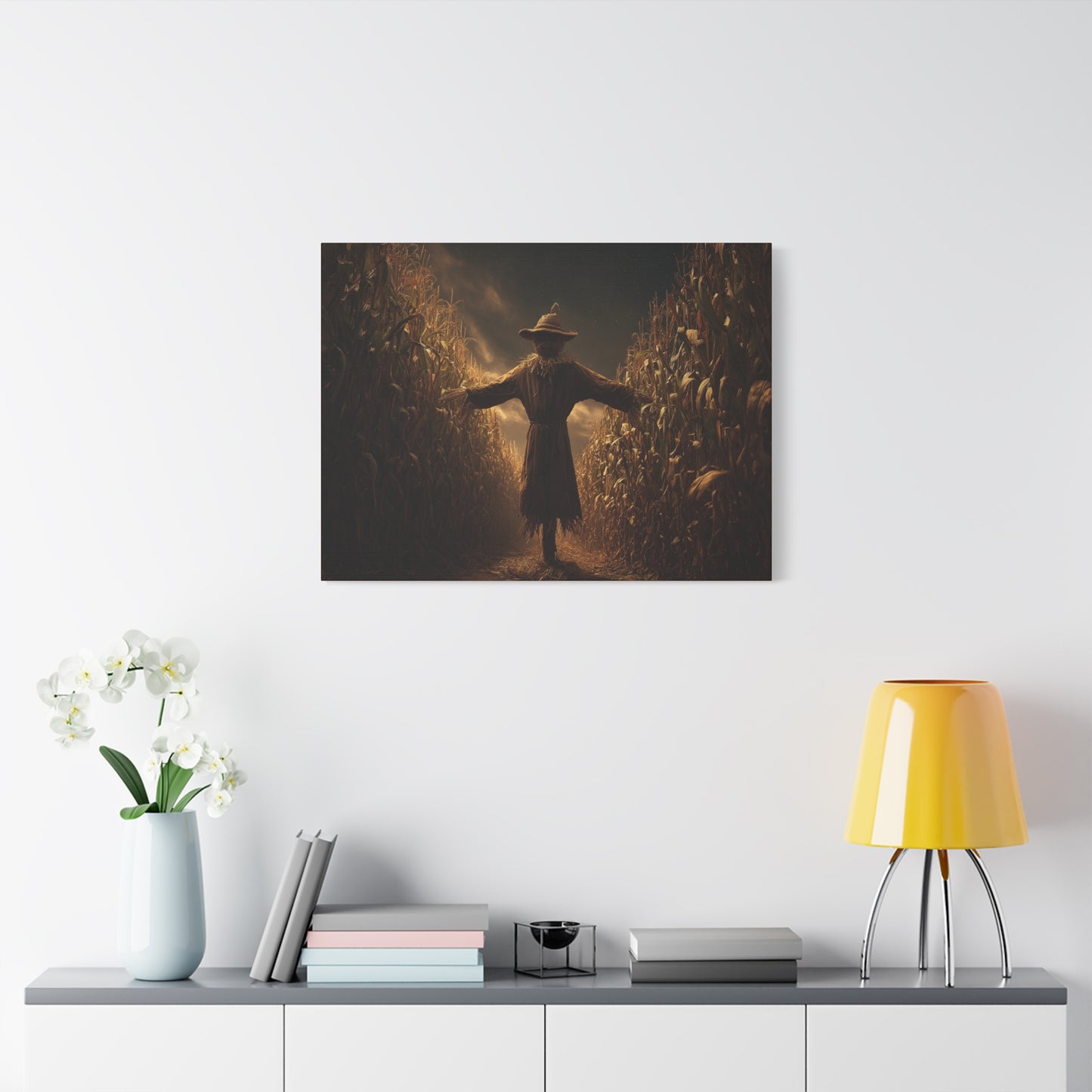 Canvas Print -  Scarecrow in Field - Wall Art Decor - Halloween