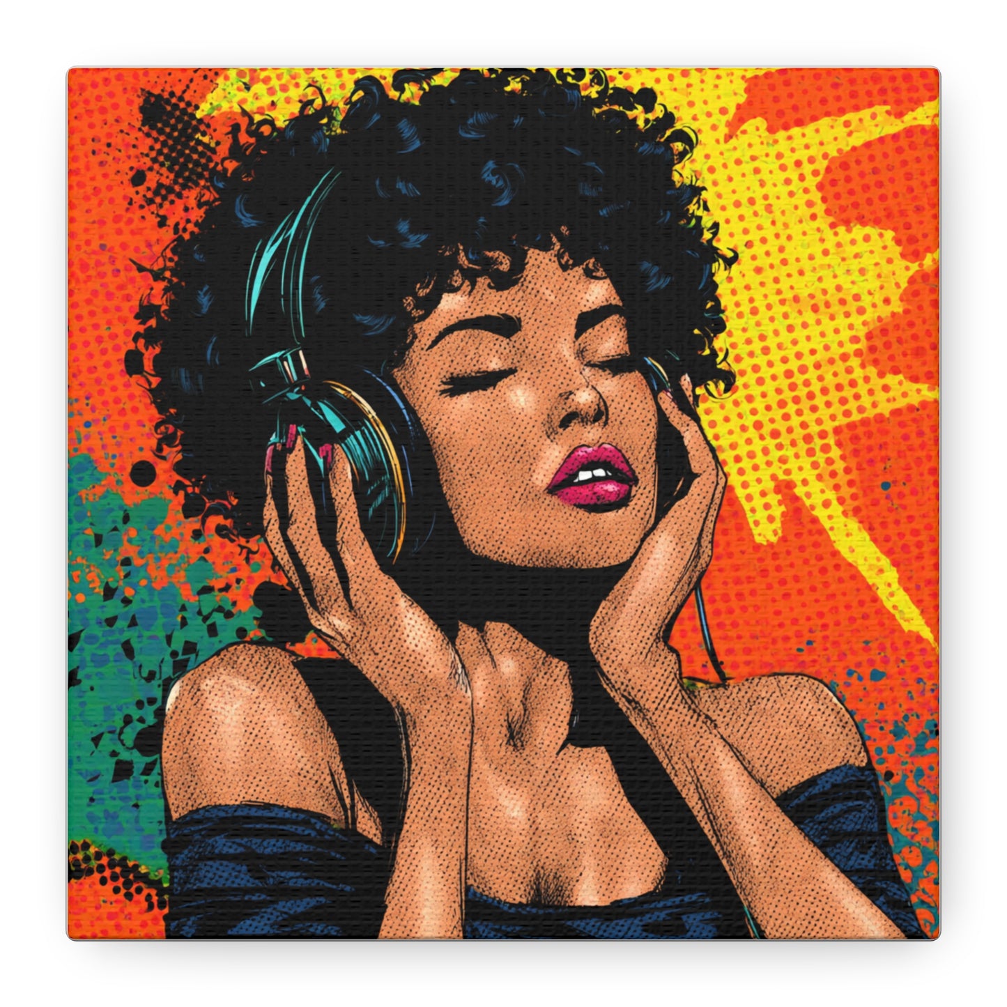 Vibrant Canvas Wall Art, Pop Art Painting, Music Lover