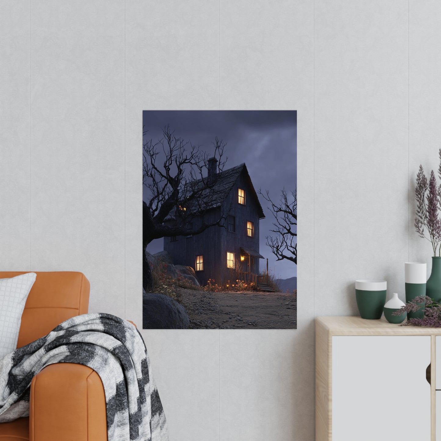 Haunting Home Posters, Dark Aesthetic Wall Art, Cozy Living Room Decor, Spooky Artwork, Halloween Decoration