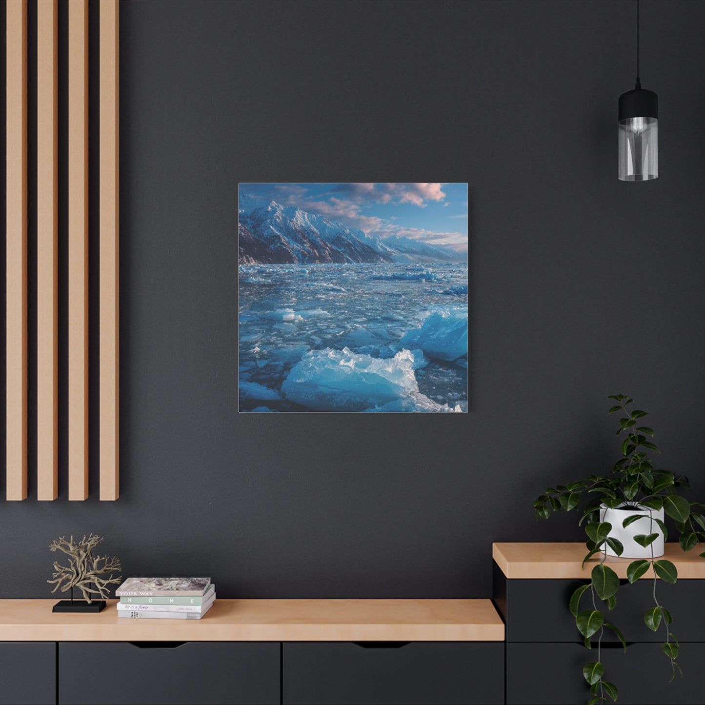 Serene Blue Glacier Canvas Wall Art, Landscape Decor, Home Serenity, Nature Prints for Living Room, Office, Gift Ideas