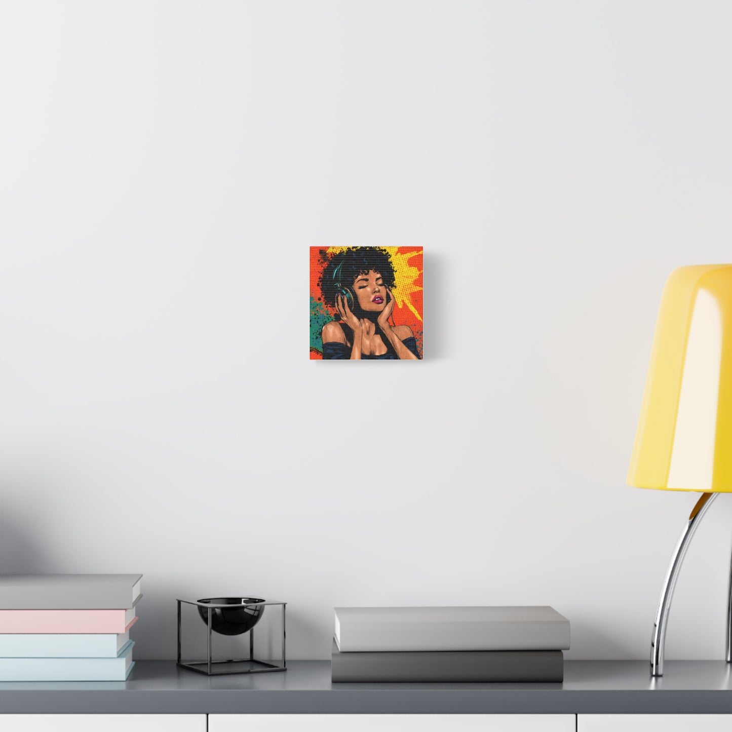 Vibrant Canvas Wall Art, Pop Art Painting, Music Lover