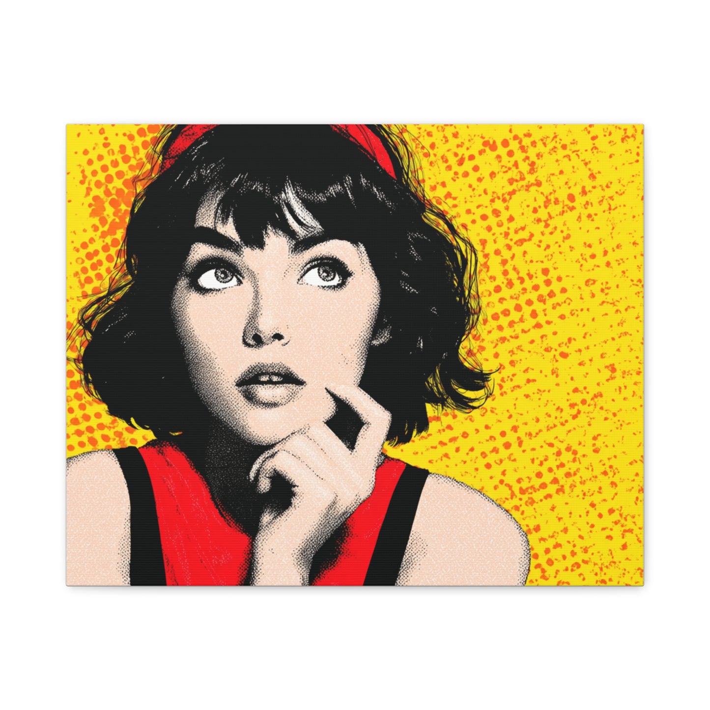 Canvas Print - Pop Art Woman with Black Hair and Red Accents