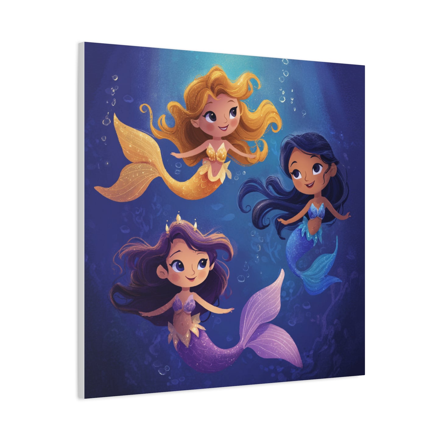 Mermaid Kids' Canvas Print, Whimsical Wall Art for Girls' Rooms, Cute Nursery Decor, Mermaid Theme Bedroom, Magical Birthday Gift