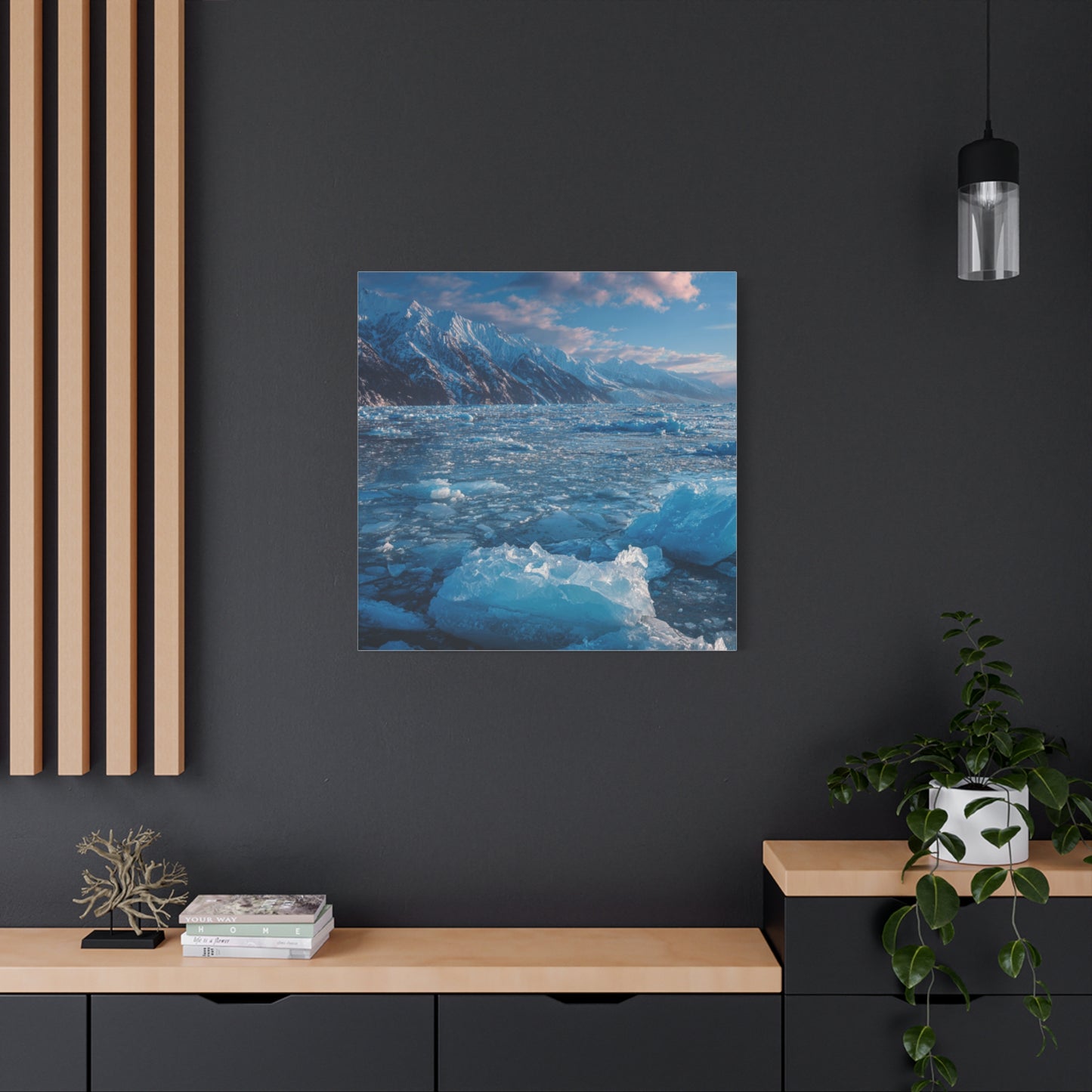 Serene Blue Glacier Canvas Wall Art, Landscape Decor, Home Serenity, Nature Prints for Living Room, Office, Gift Ideas