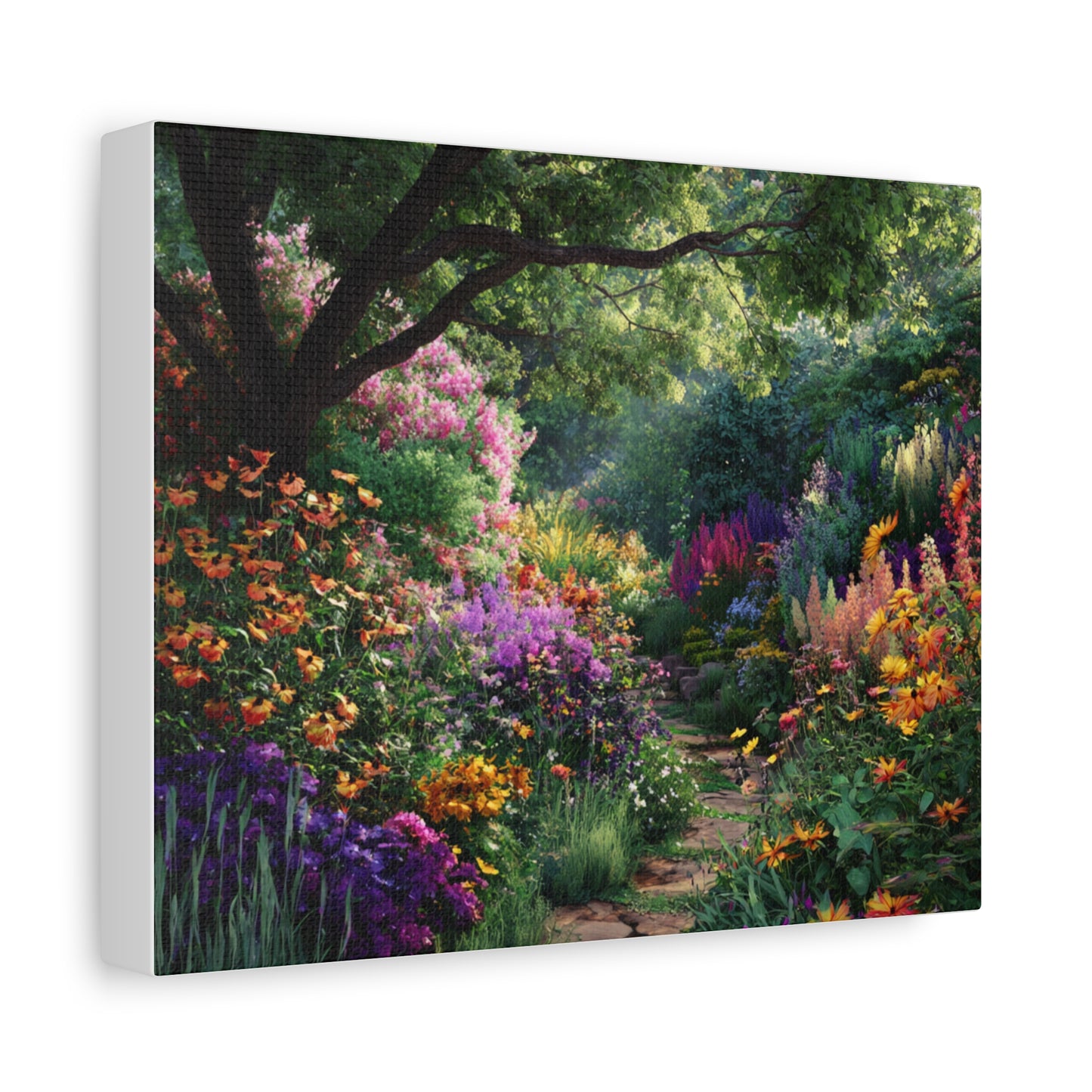 Vibrant Garden Canvas Art, Nature Wall Decor, Floral Home Accent, Landscape Print, Botanical Artwork for Any Room