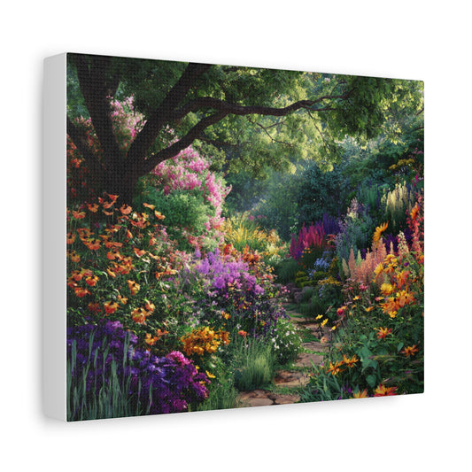 Vibrant Garden Canvas Art, Nature Wall Decor, Floral Home Accent, Landscape Print, Botanical Artwork for Any Room