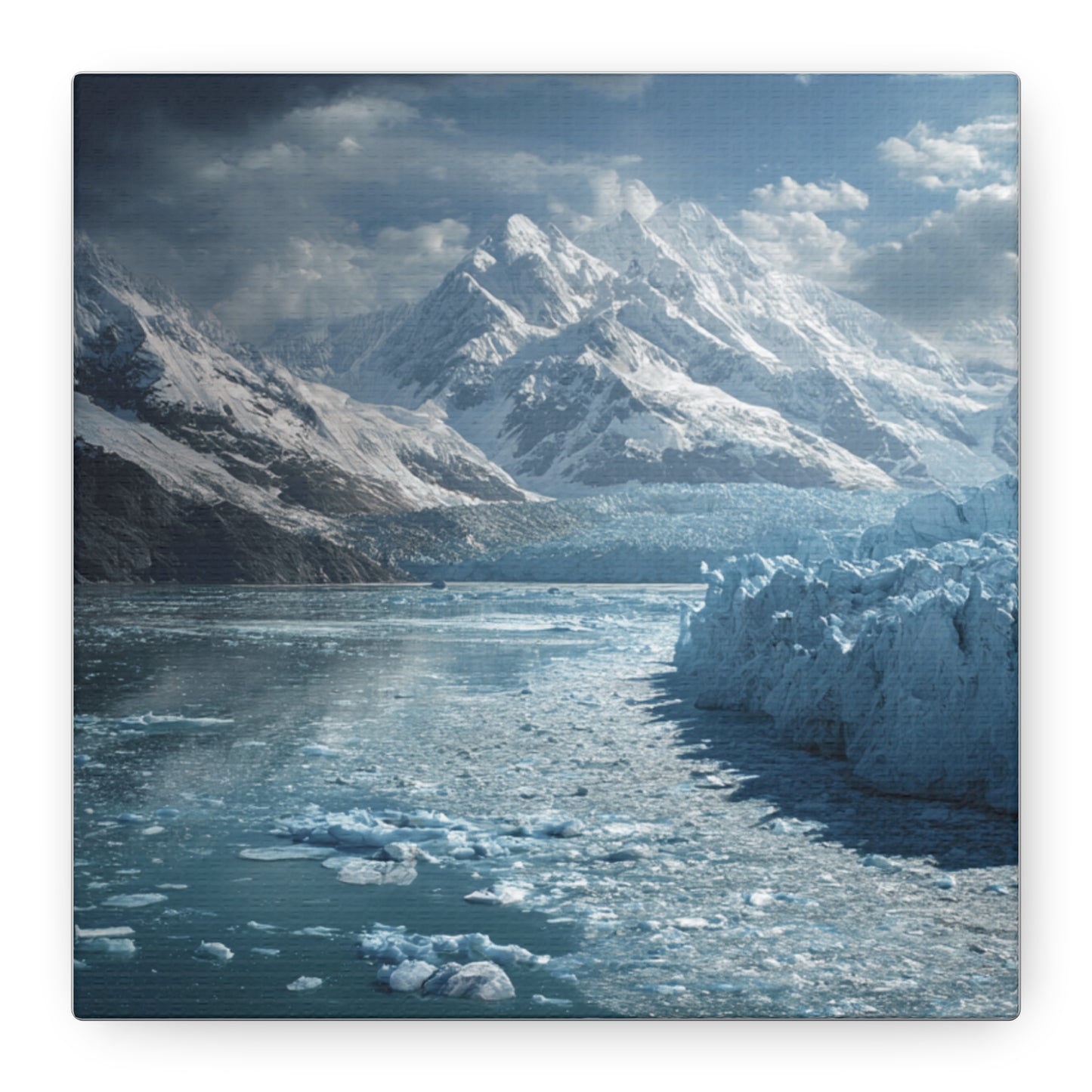 Stretched Canvas Art Print - Serene Glacier Landscape, Wall Decor, Nature Artwork, Gift for Nature Lovers, Home Décor, Winter Scene