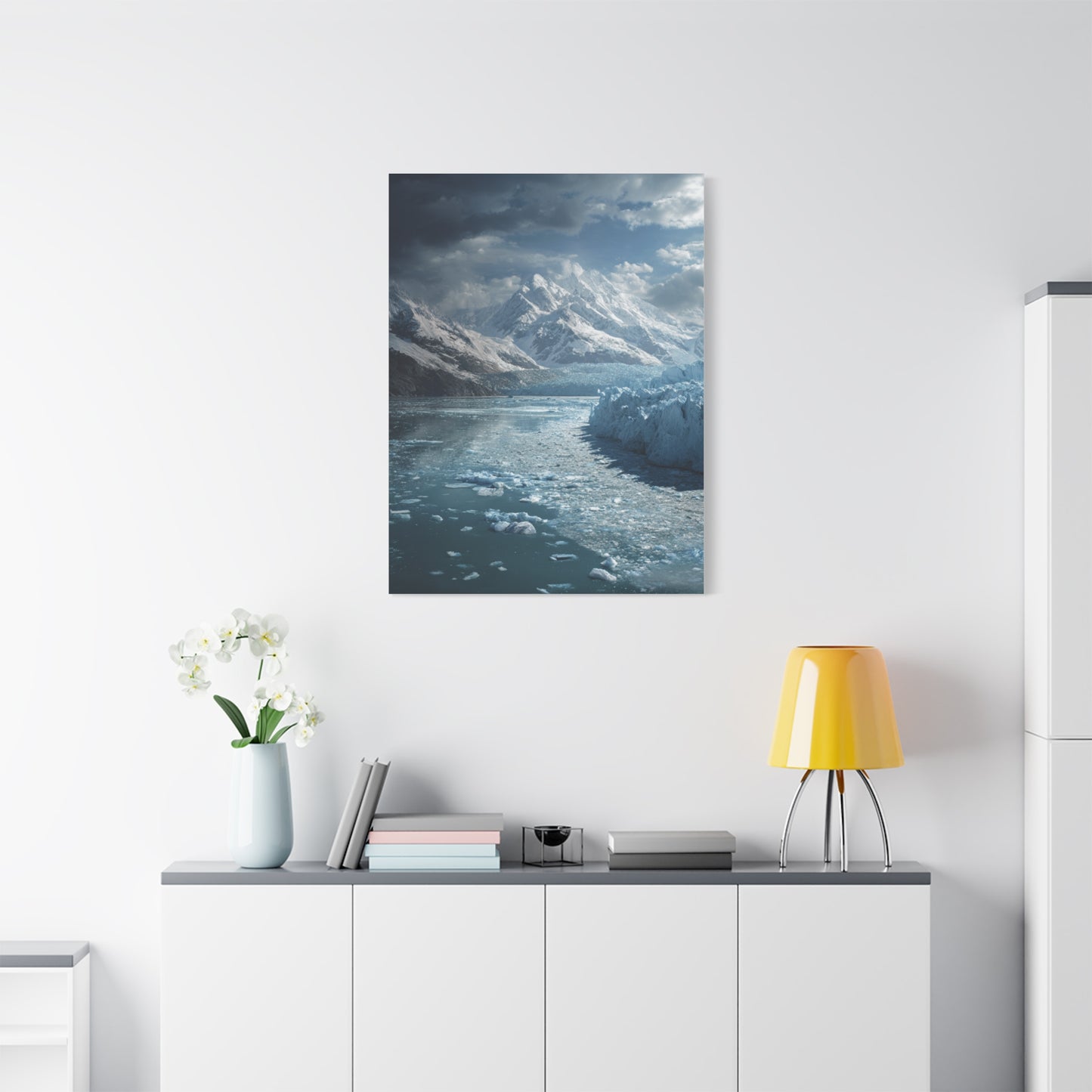 Stretched Canvas Art Print - Serene Glacier Landscape, Wall Decor, Nature Artwork, Gift for Nature Lovers, Home Décor, Winter Scene