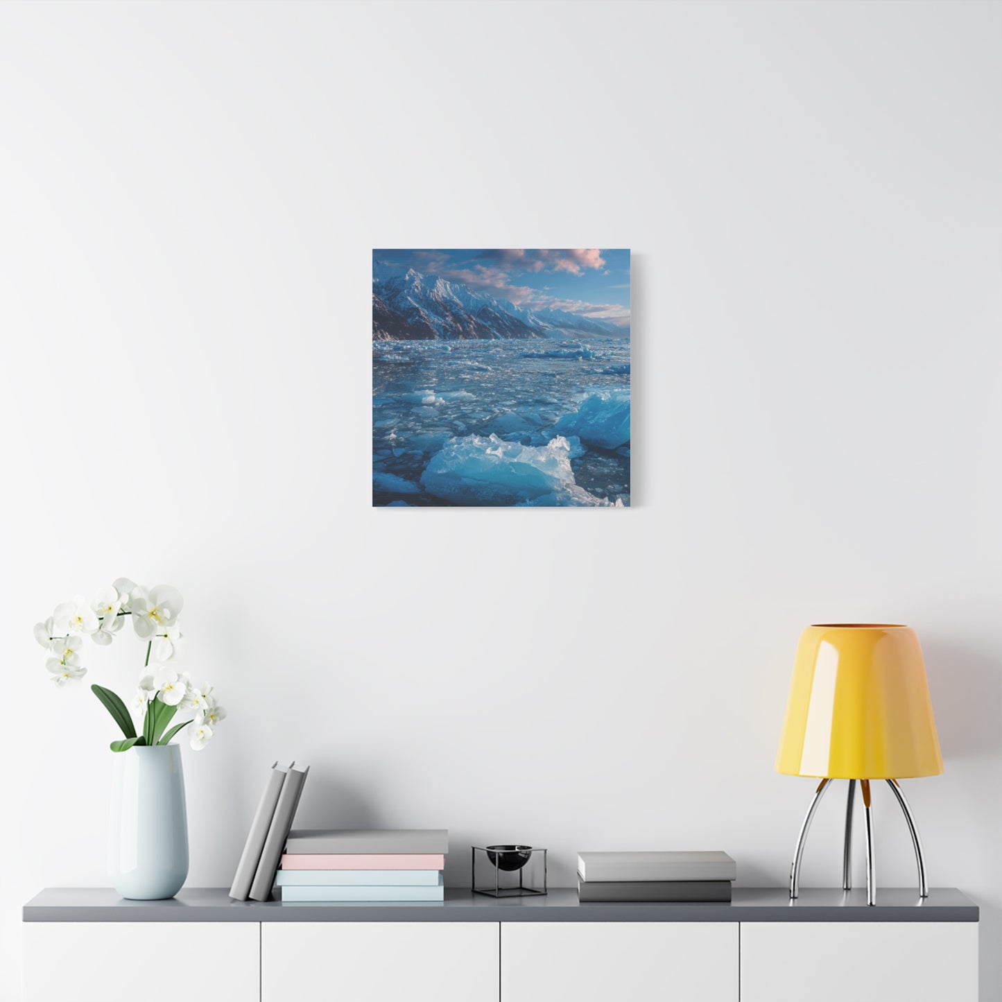 Serene Blue Glacier Canvas Wall Art, Landscape Decor, Home Serenity, Nature Prints for Living Room, Office, Gift Ideas