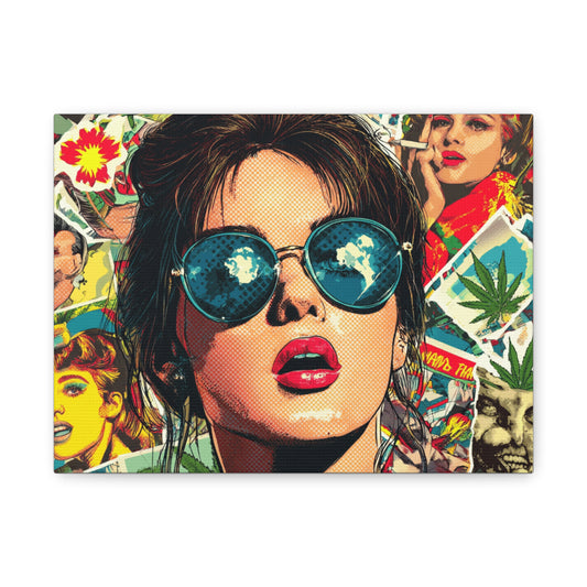 Canvas Art Print: Pop Art Woman 420 Colorful Vivid