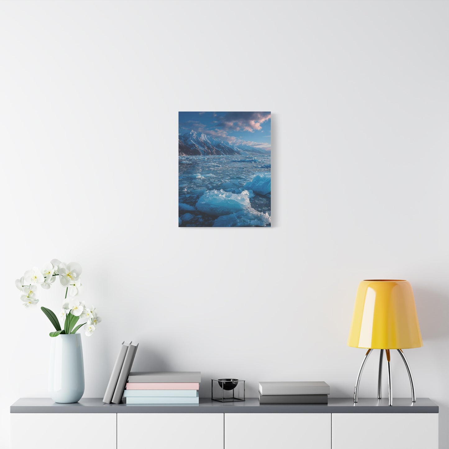 Serene Blue Glacier Canvas Wall Art, Landscape Decor, Home Serenity, Nature Prints for Living Room, Office, Gift Ideas